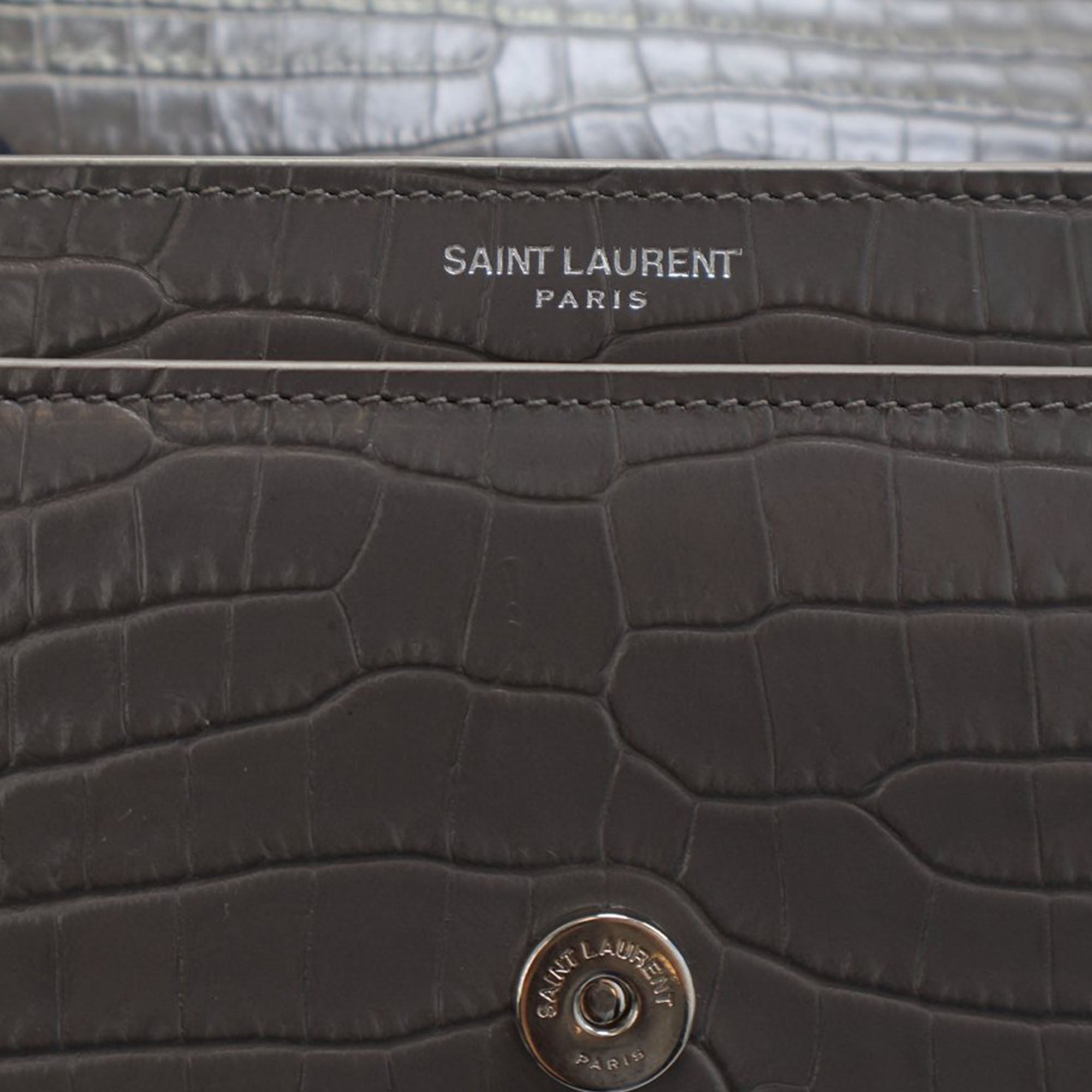 Saint Laurent Medium Croc Embossed Leather Monogram Sunset Crossbody - image 7