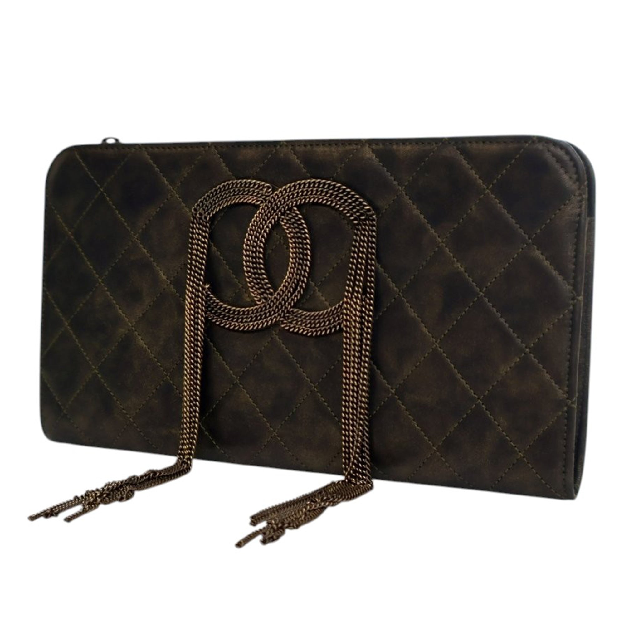 Chanel Metallic Lambskin CC Chain Fringe Clutch - image 3