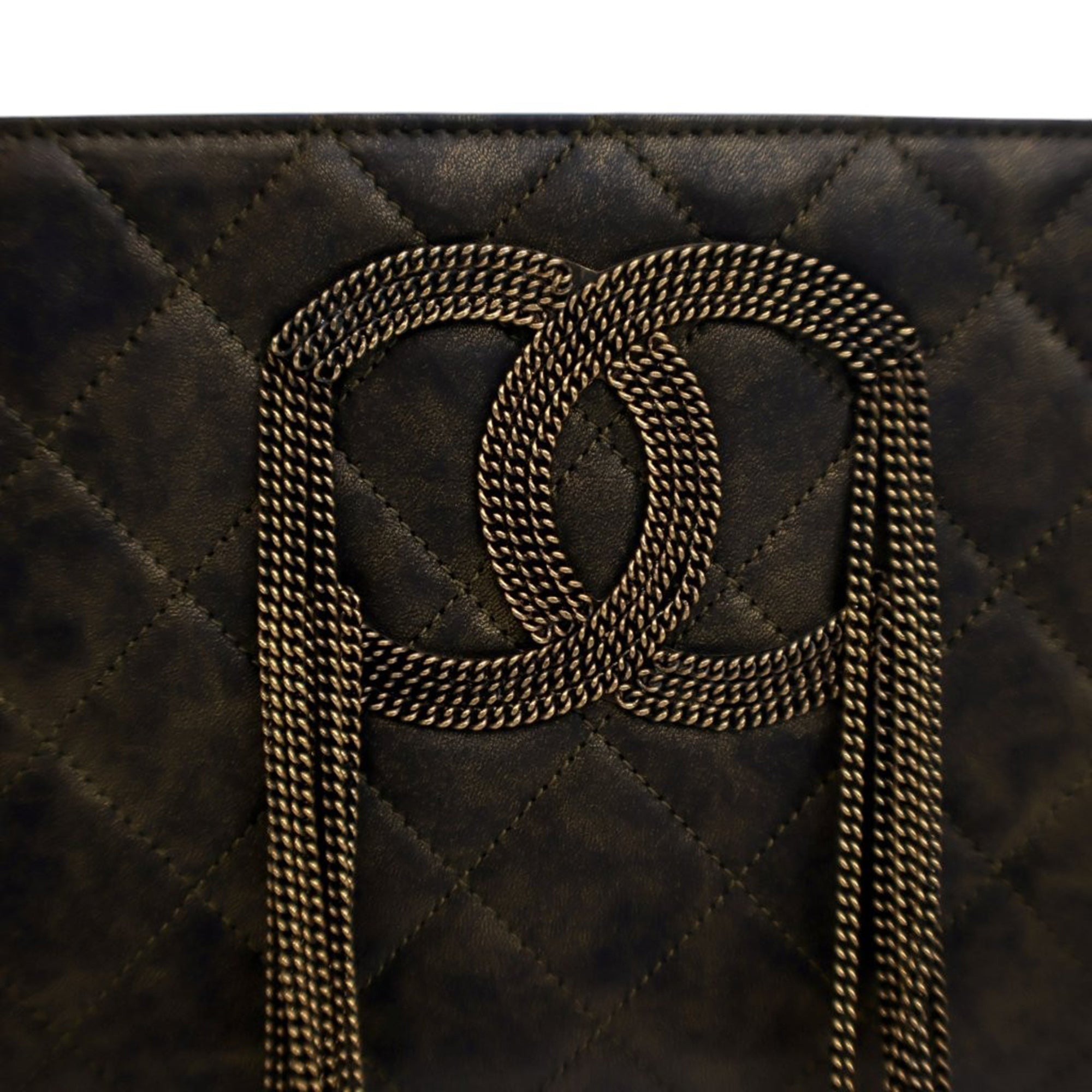Chanel Metallic Lambskin CC Chain Fringe Clutch - image 7