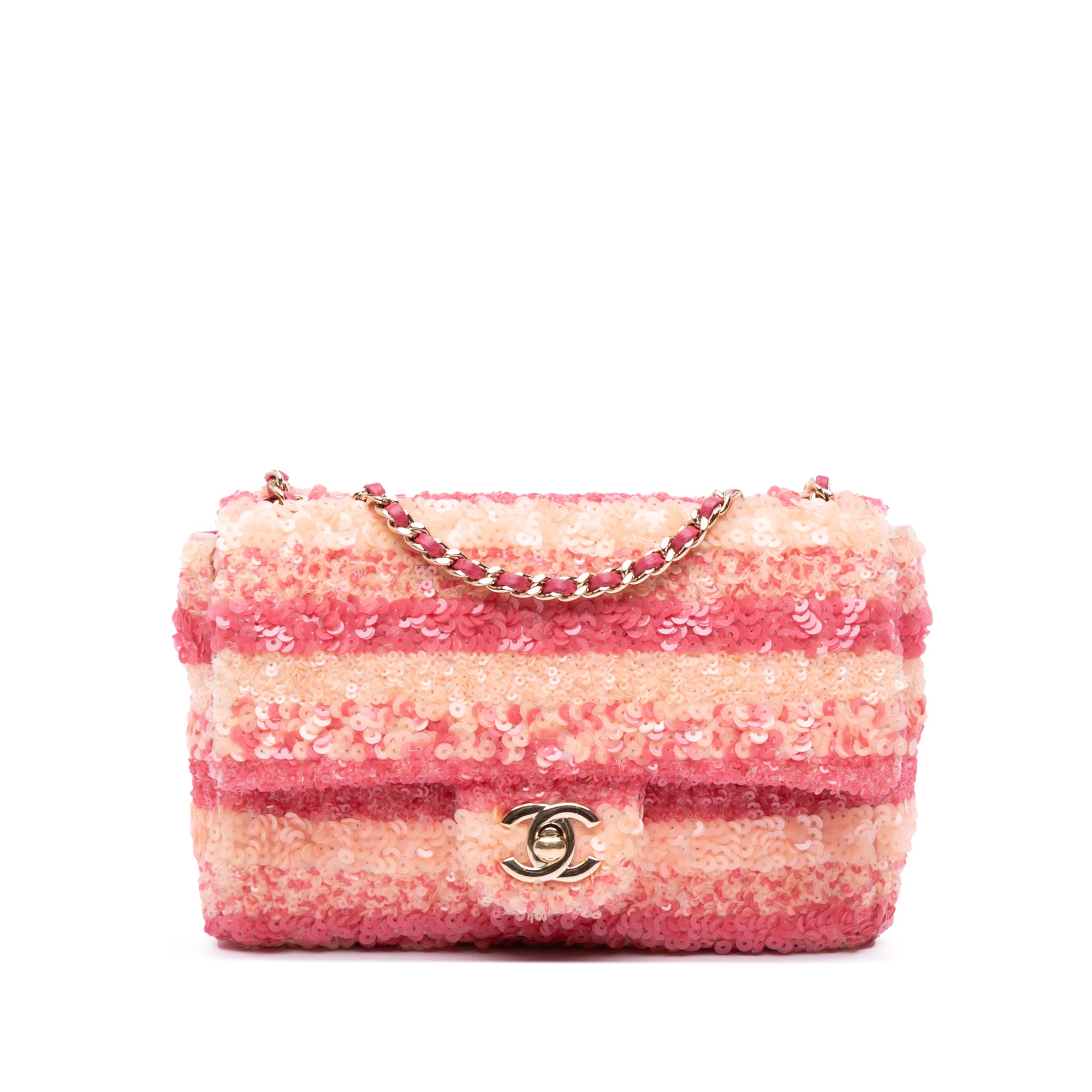 Chanel Mini Rectangular Classic Sequin Striped Single Flap - image 1