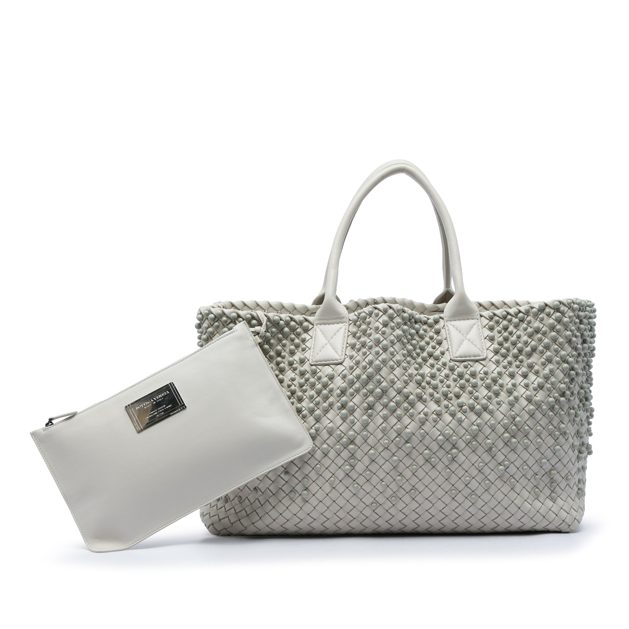 Bottega Veneta Limited Edition Medium Lambskin Intreccio Mist Spheres Cabat Tote - image 6