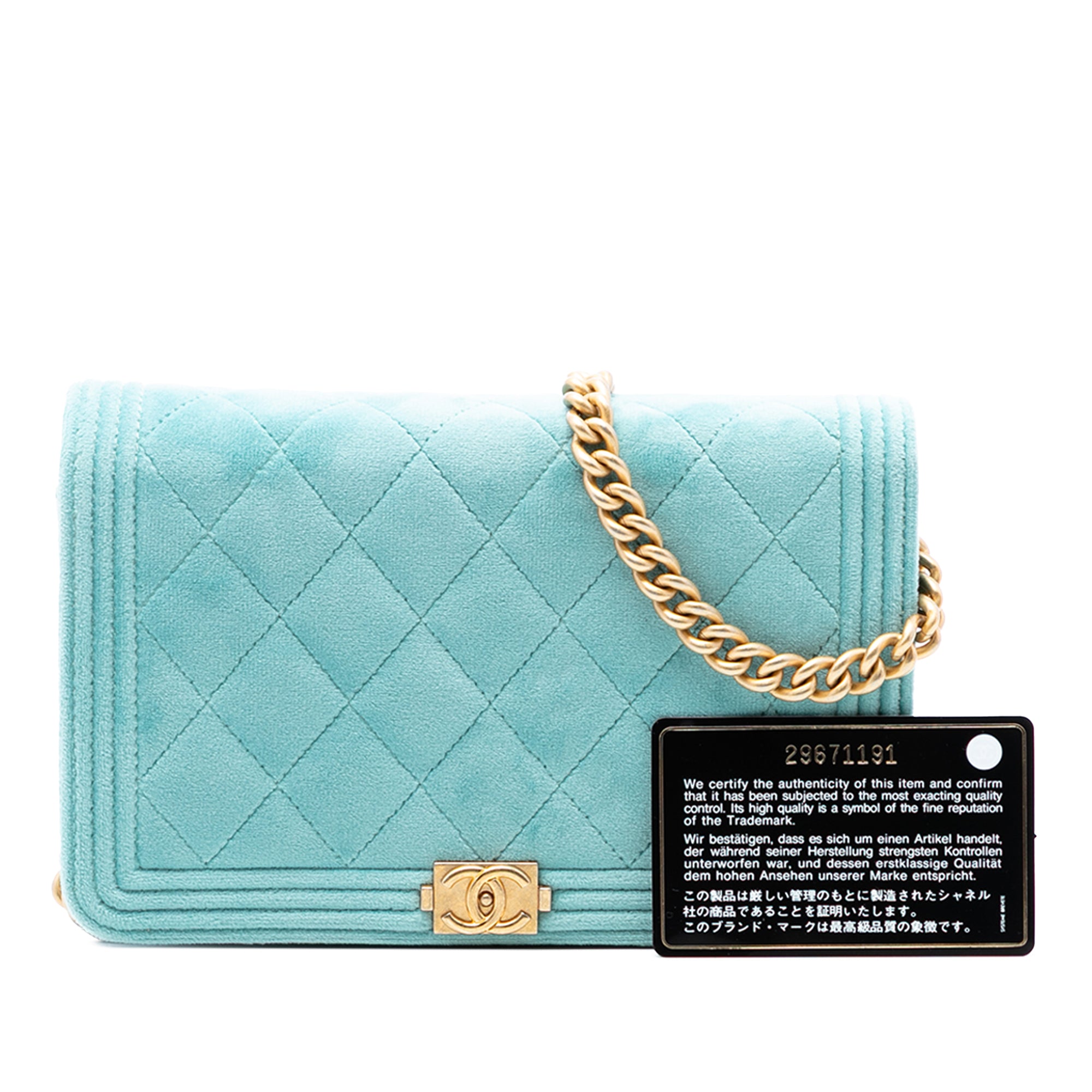 Chanel Quilted Velvet Boy Wallet On Chain - image 8