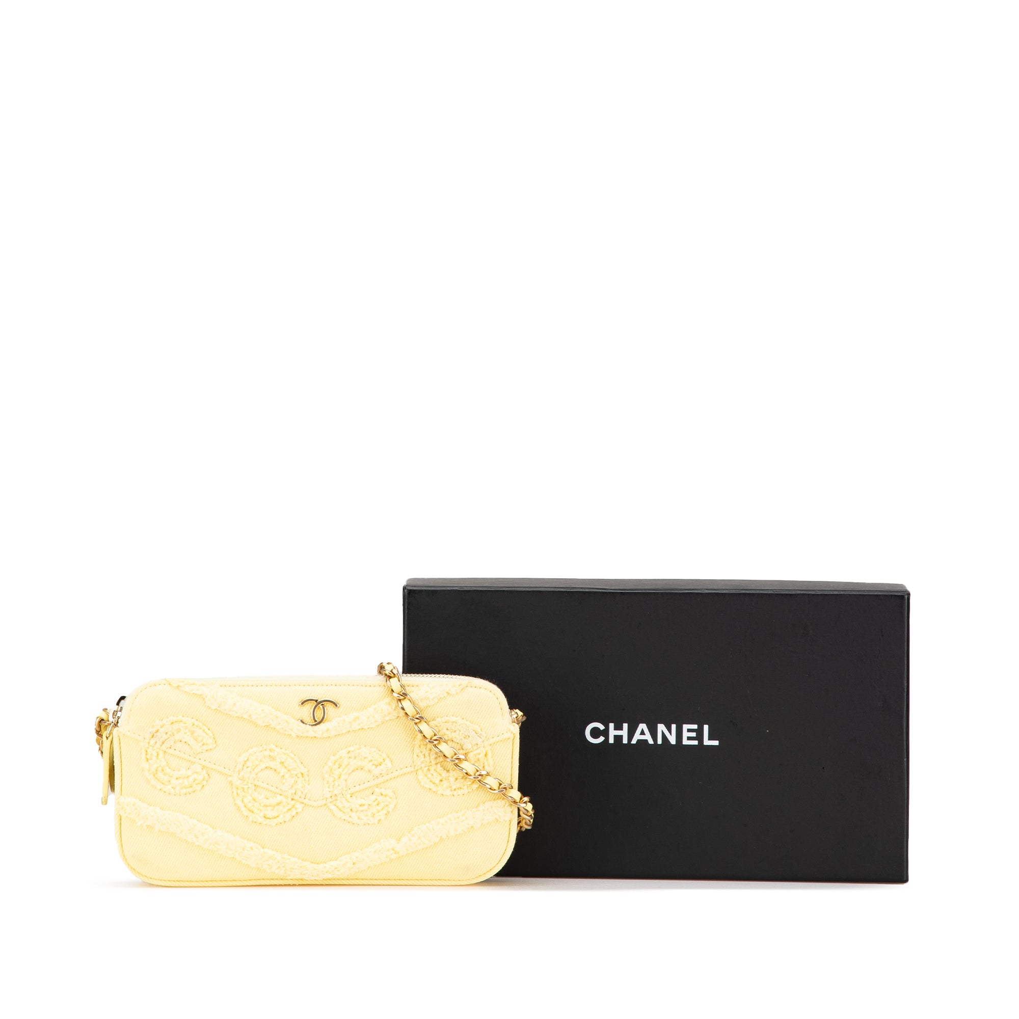 Chanel Denim Coco Fringe Double Zip Clutch with Chain - image 14