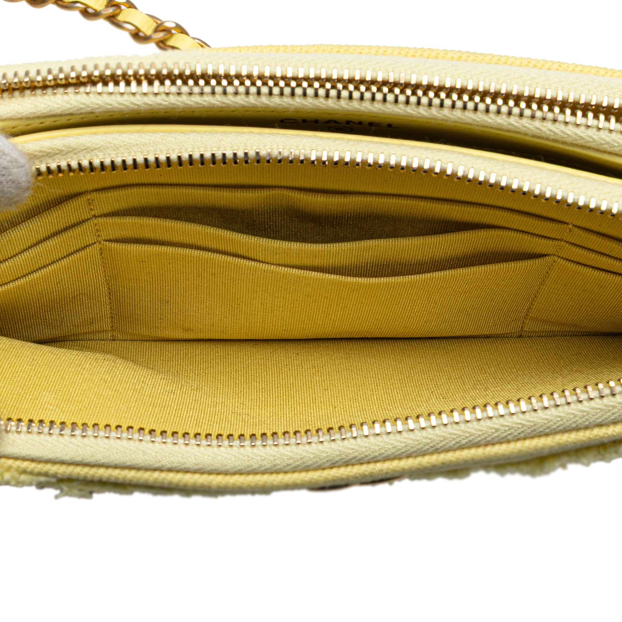 Chanel Denim Coco Fringe Double Zip Clutch with Chain - image 6