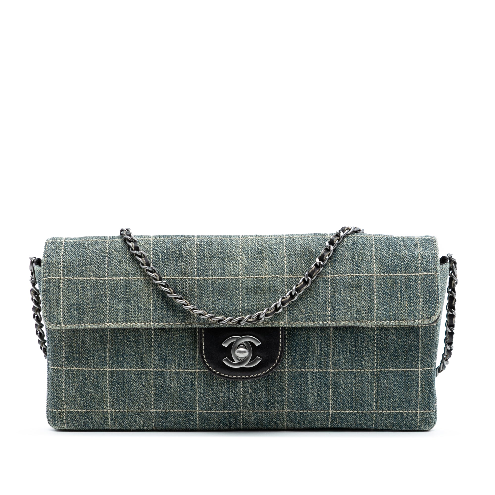 Chanel CC Chocolate Bar Denim East West Flap - image 1