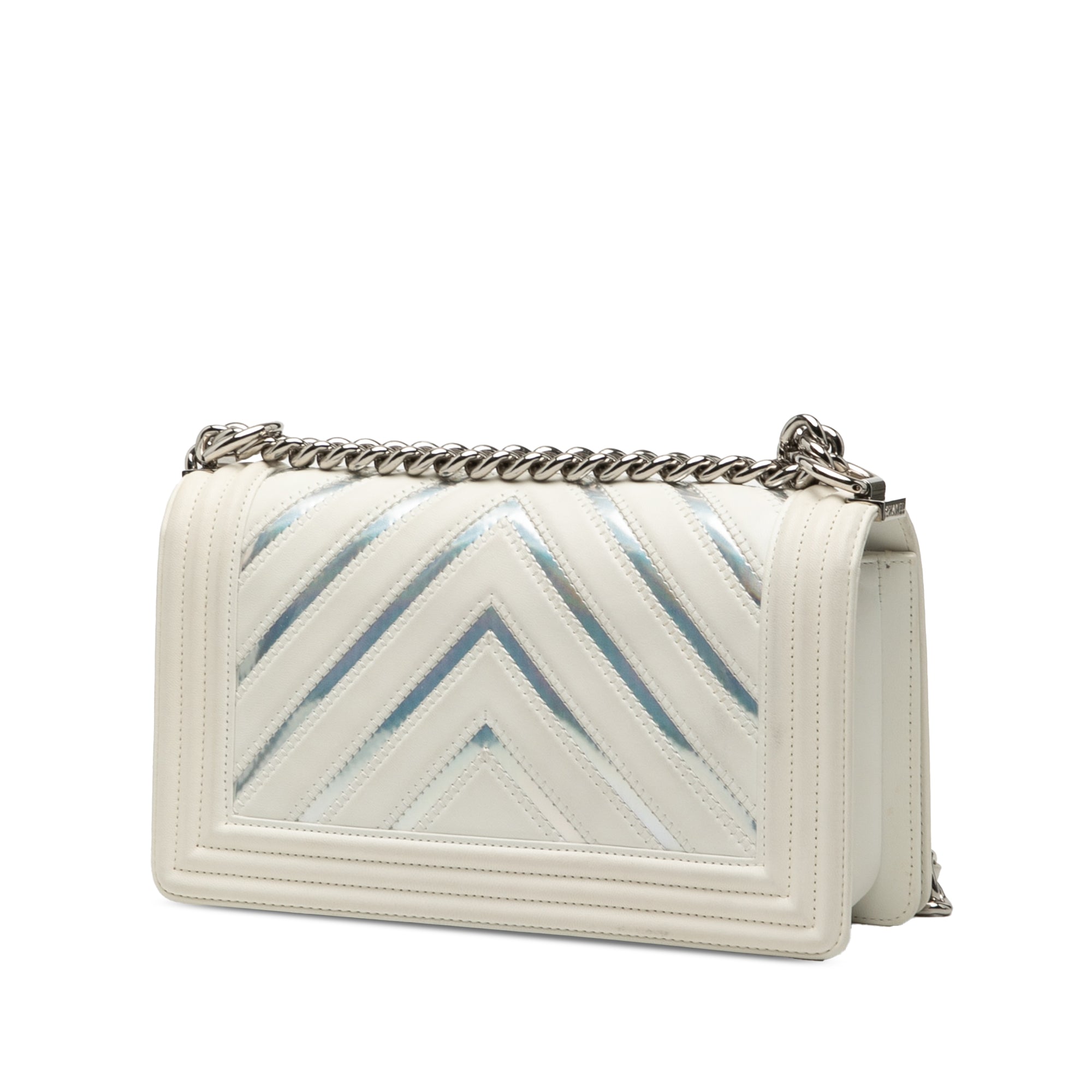 Chanel Old Medium Chevron Lambskin and Iridescent PVC Boy Flap - image 2