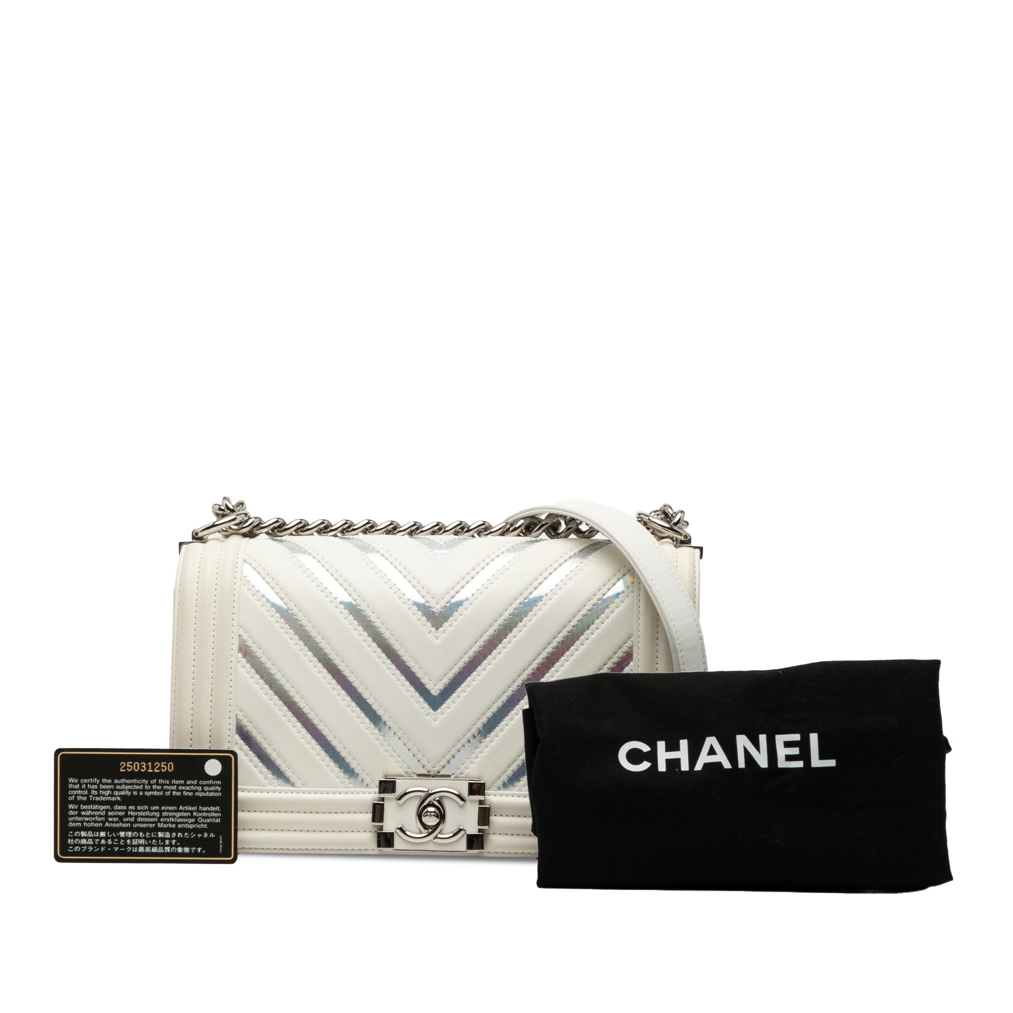 Chanel Old Medium Chevron Lambskin and Iridescent PVC Boy Flap - image 8