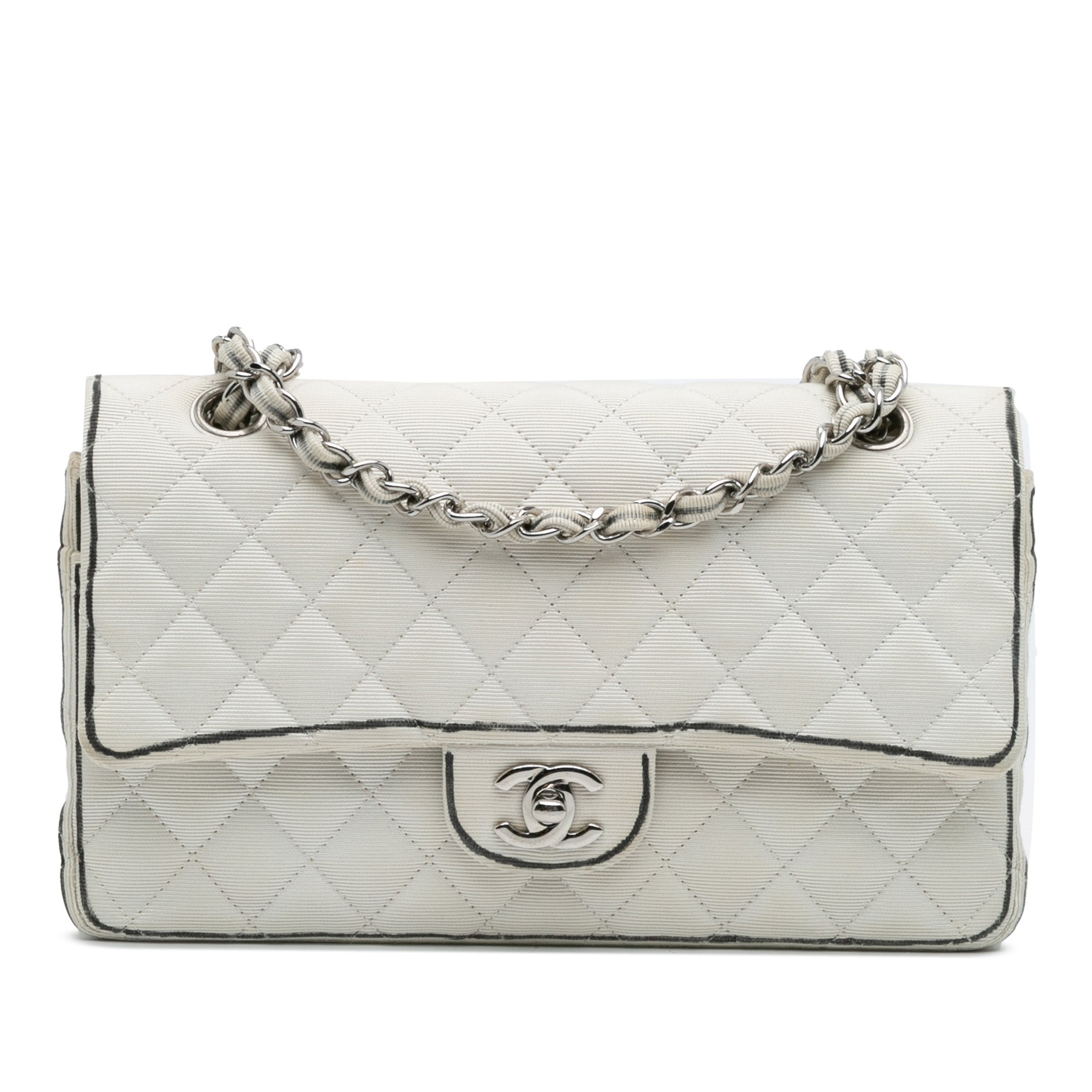 Chanel Medium Classic Printed Grosgrain Double Flap - image 1
