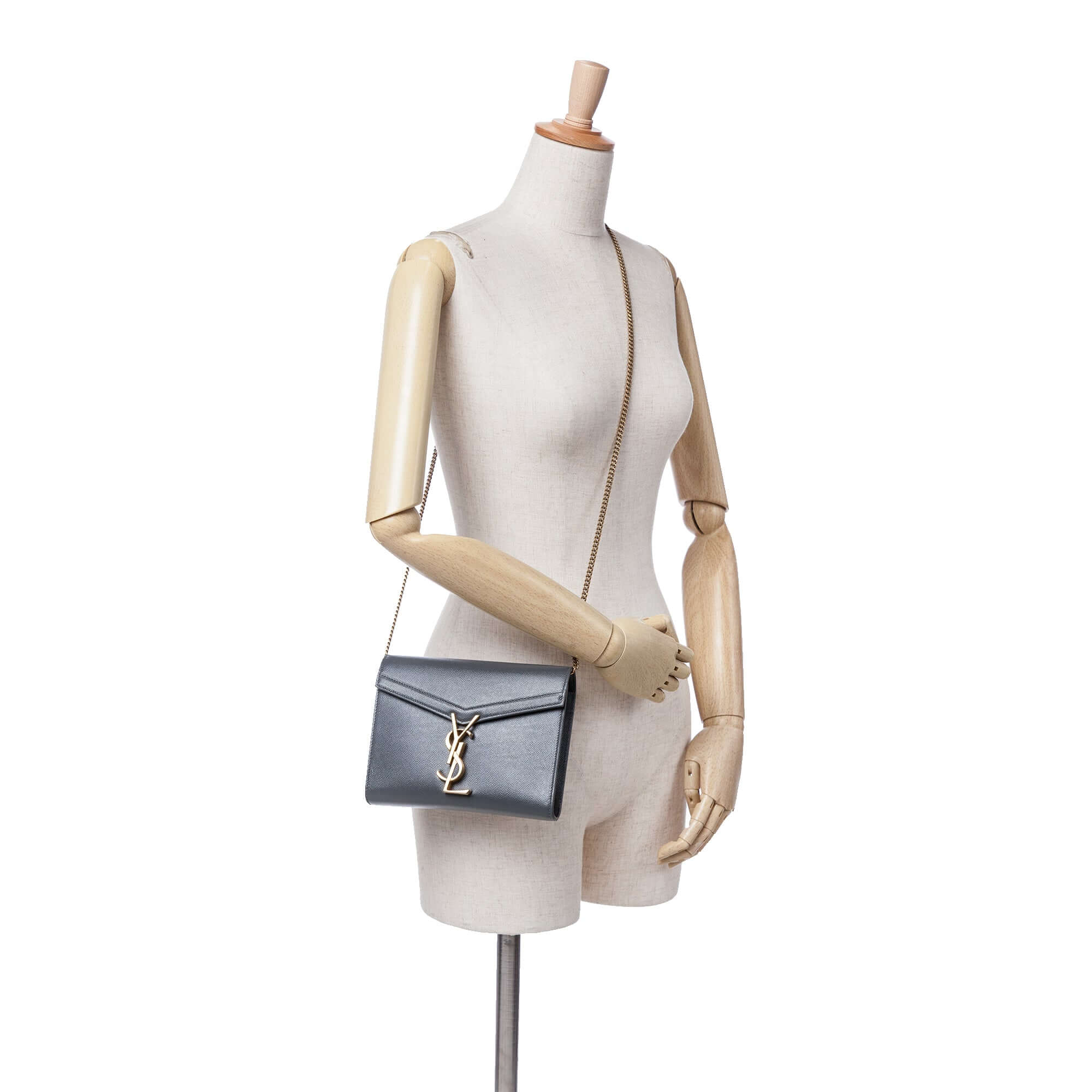 YSL Grain De Poudre Monogram Cassandra Chain Wallet