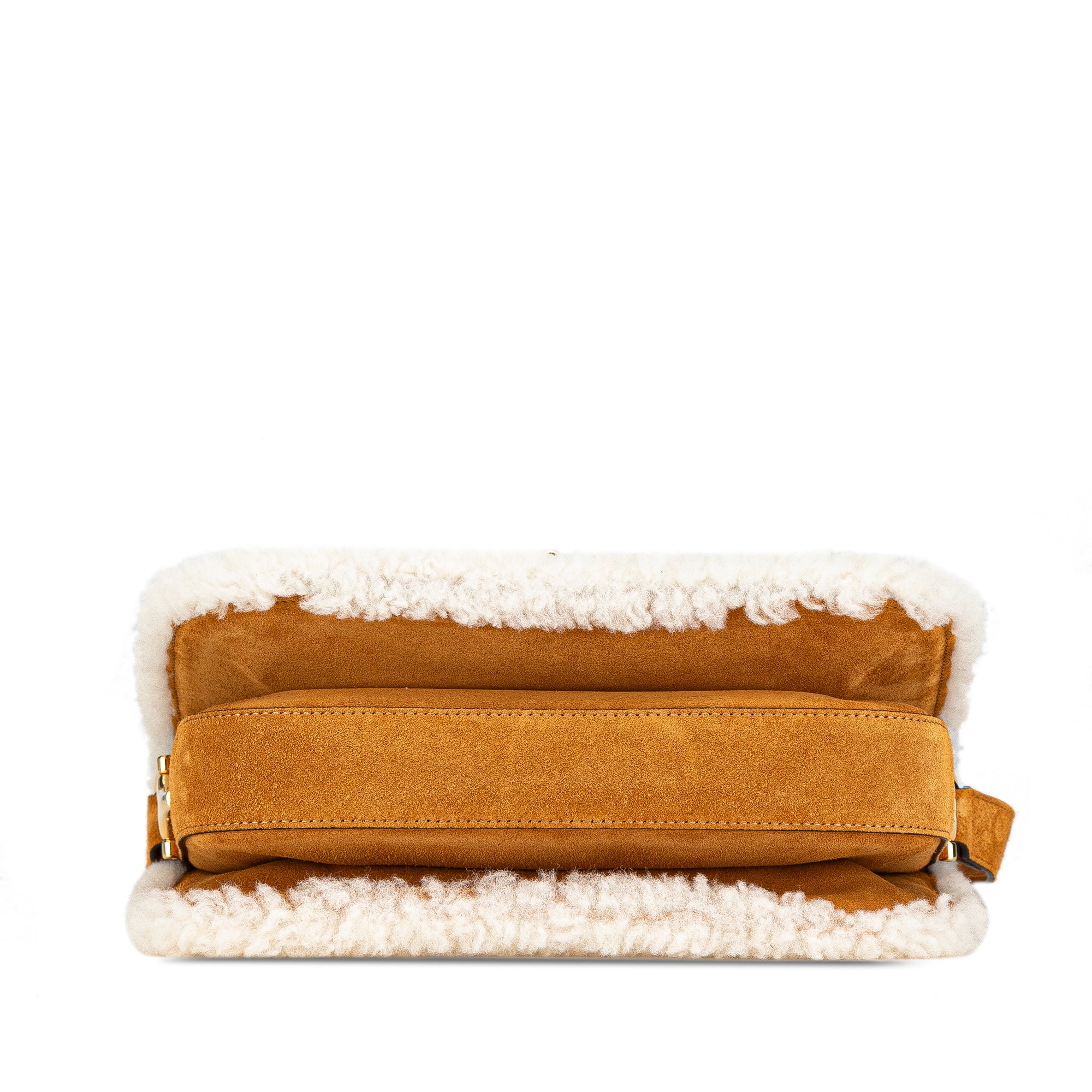 Gucci Medium Shearling Trimmed Suede Horsebit 1955 Shoulder Bag - image 3