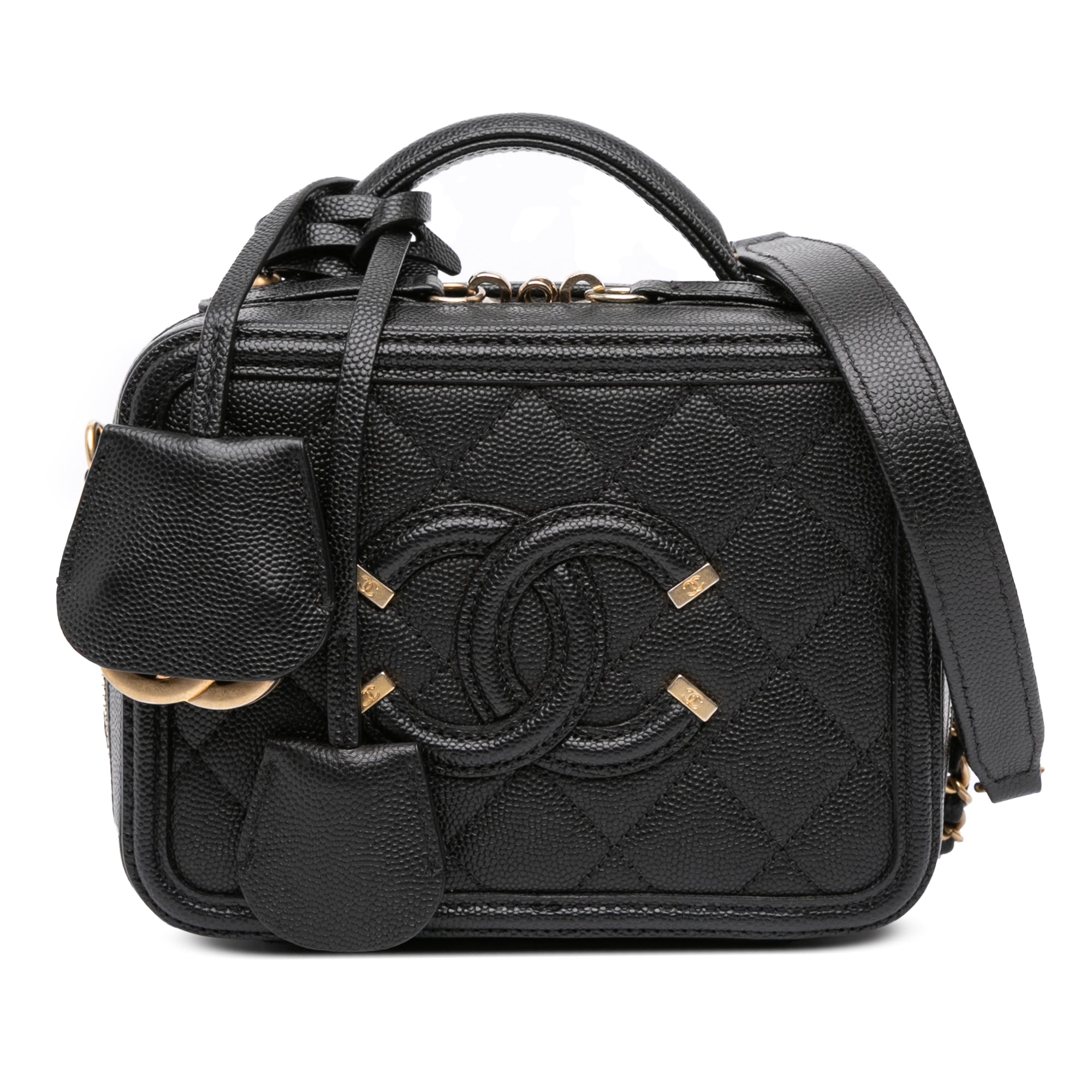Chanel Small Caviar CC Filigree Vanity Case - image 1
