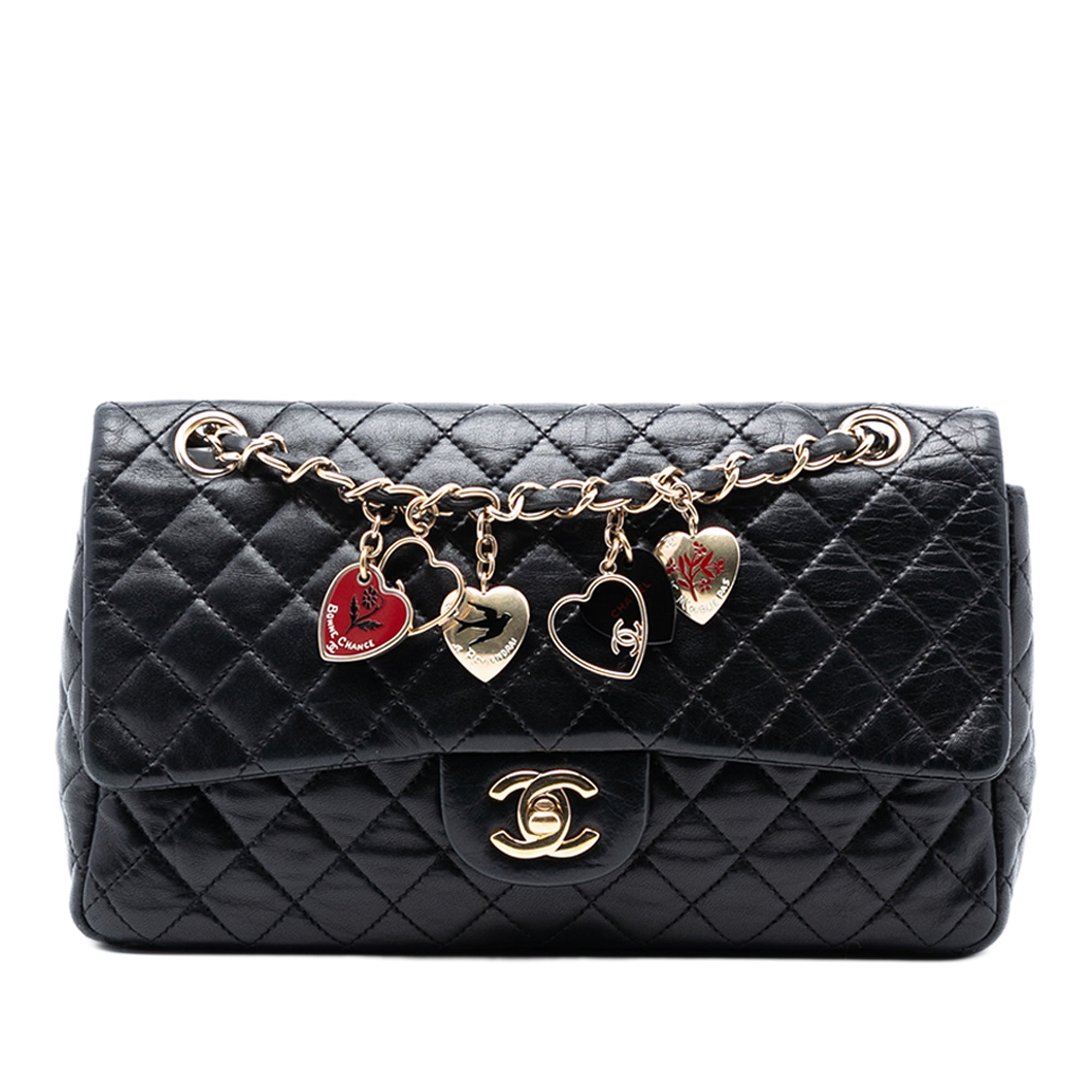 Chanel Medium Classic Lambskin Valentines Heart Charms Single Flap - image 1