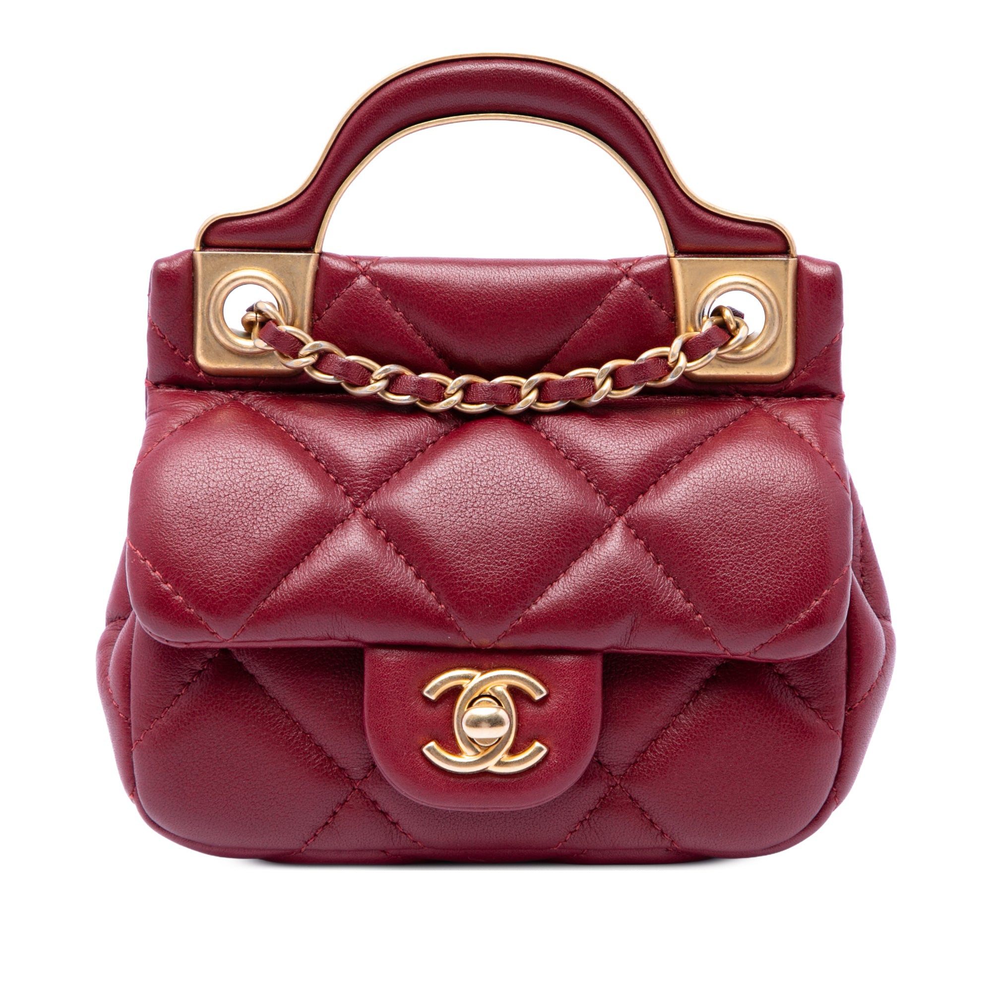 Chanel Quilted Calfskin Lady Card Holder with Chain Top Handle Bag - image 1