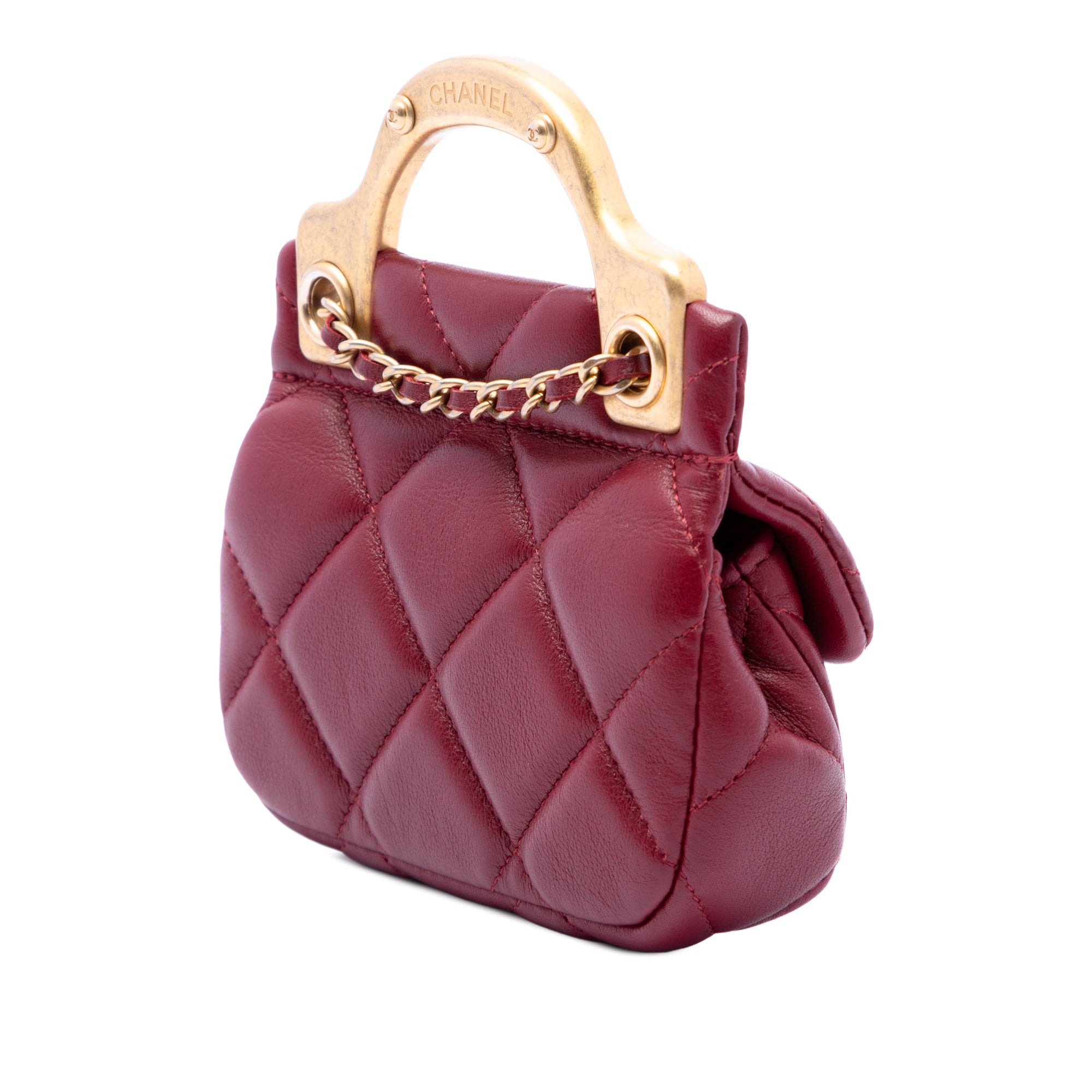 Chanel Quilted Calfskin Lady Card Holder with Chain Top Handle Bag - image 2