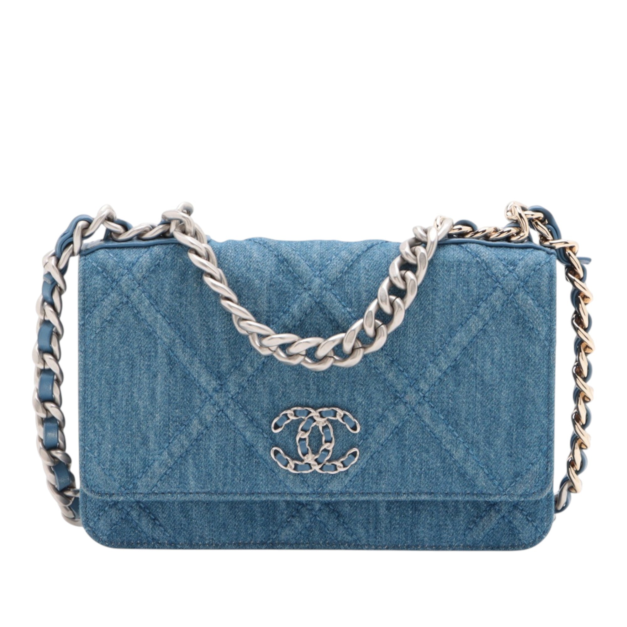 Chanel Denim 19 Flap Wallet On Chain - image 1