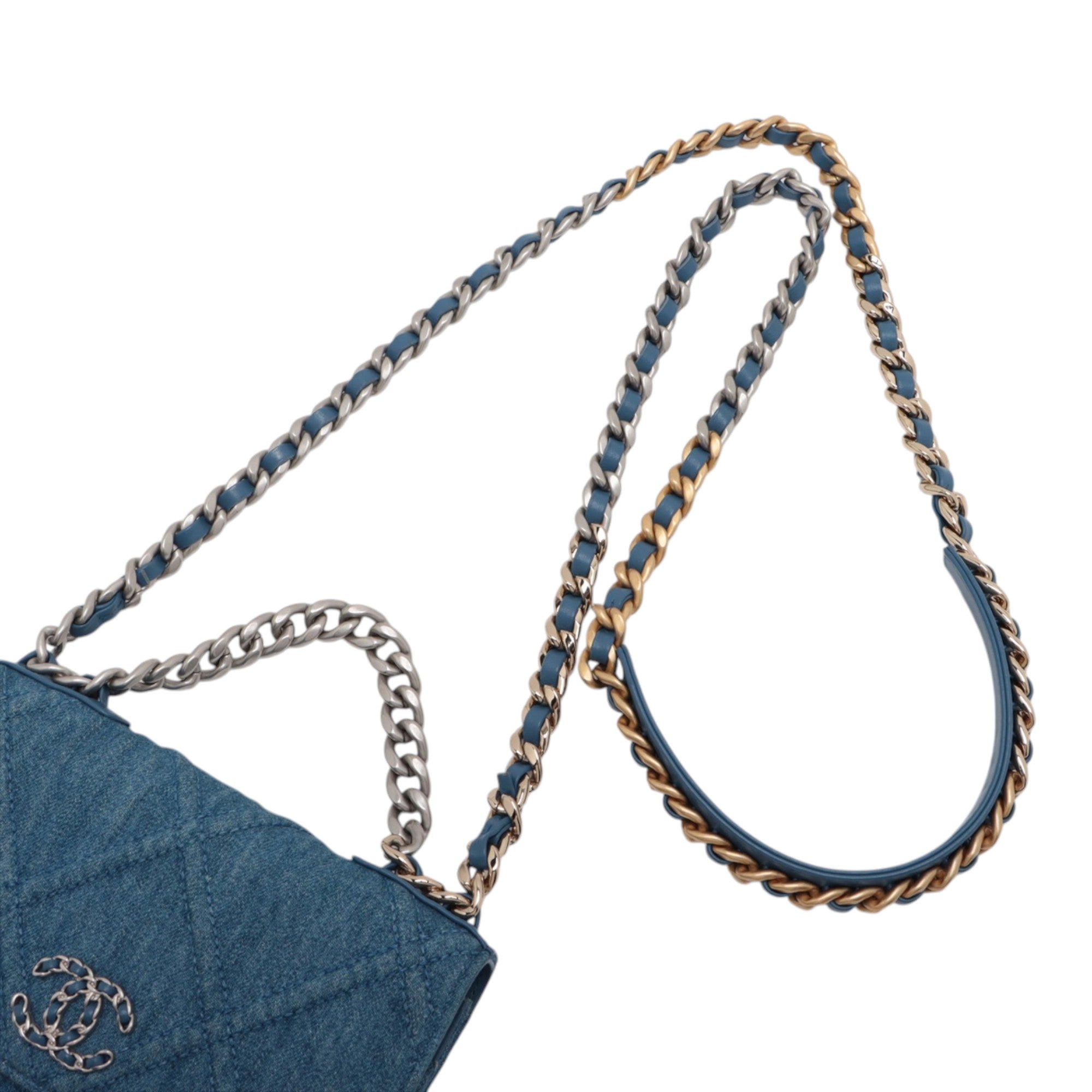 Chanel Denim 19 Flap Wallet On Chain - image 10
