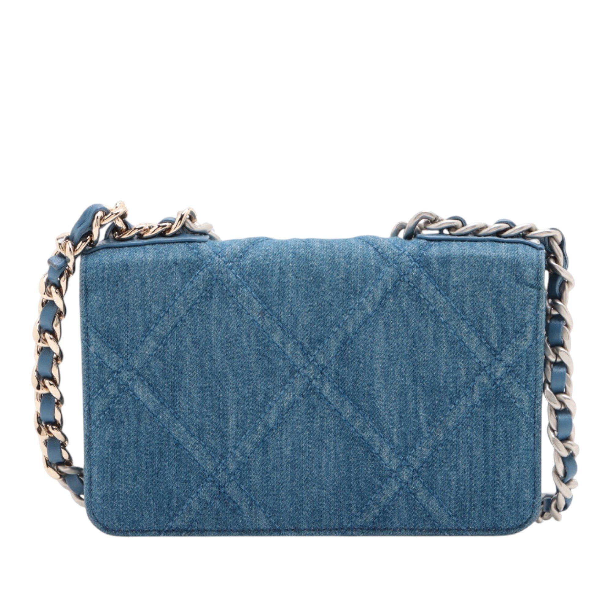 Chanel Denim 19 Flap Wallet On Chain - image 2