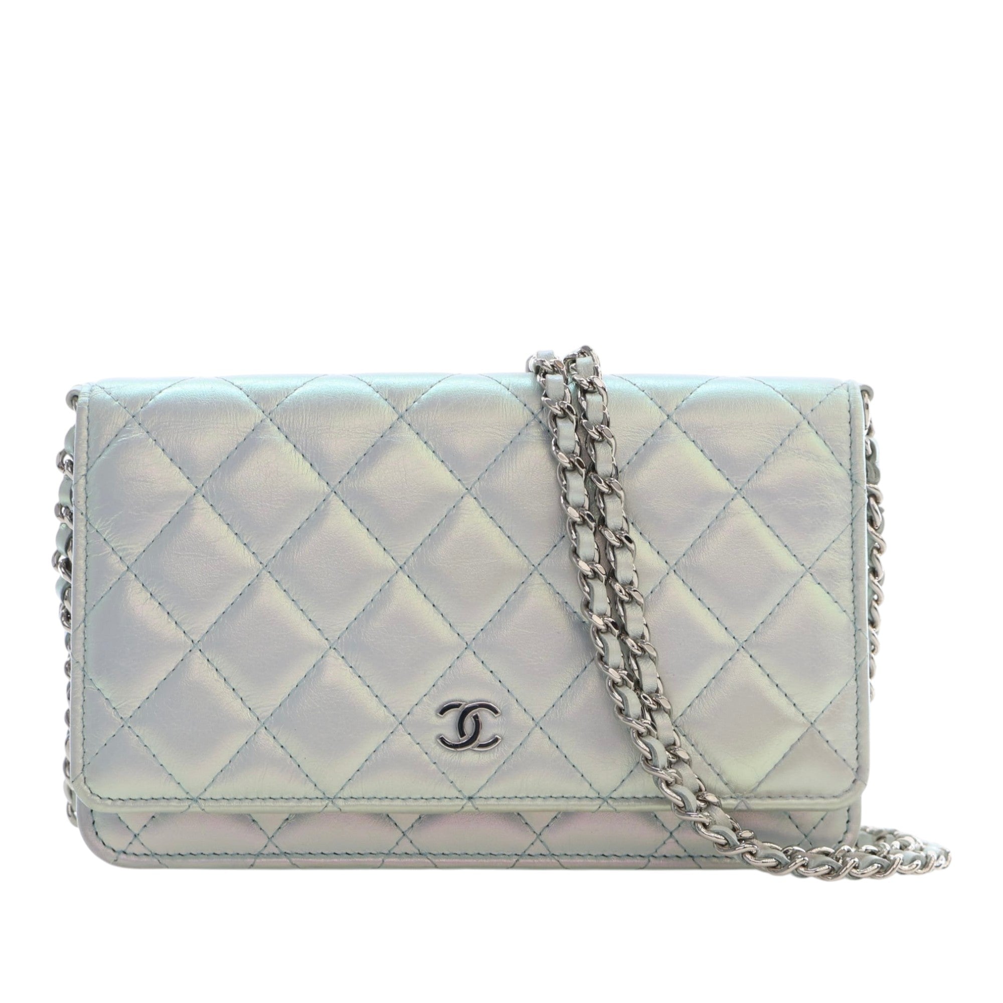 Chanel CC Quilted Iridescent Lambskin Wallet on Chain - image 1