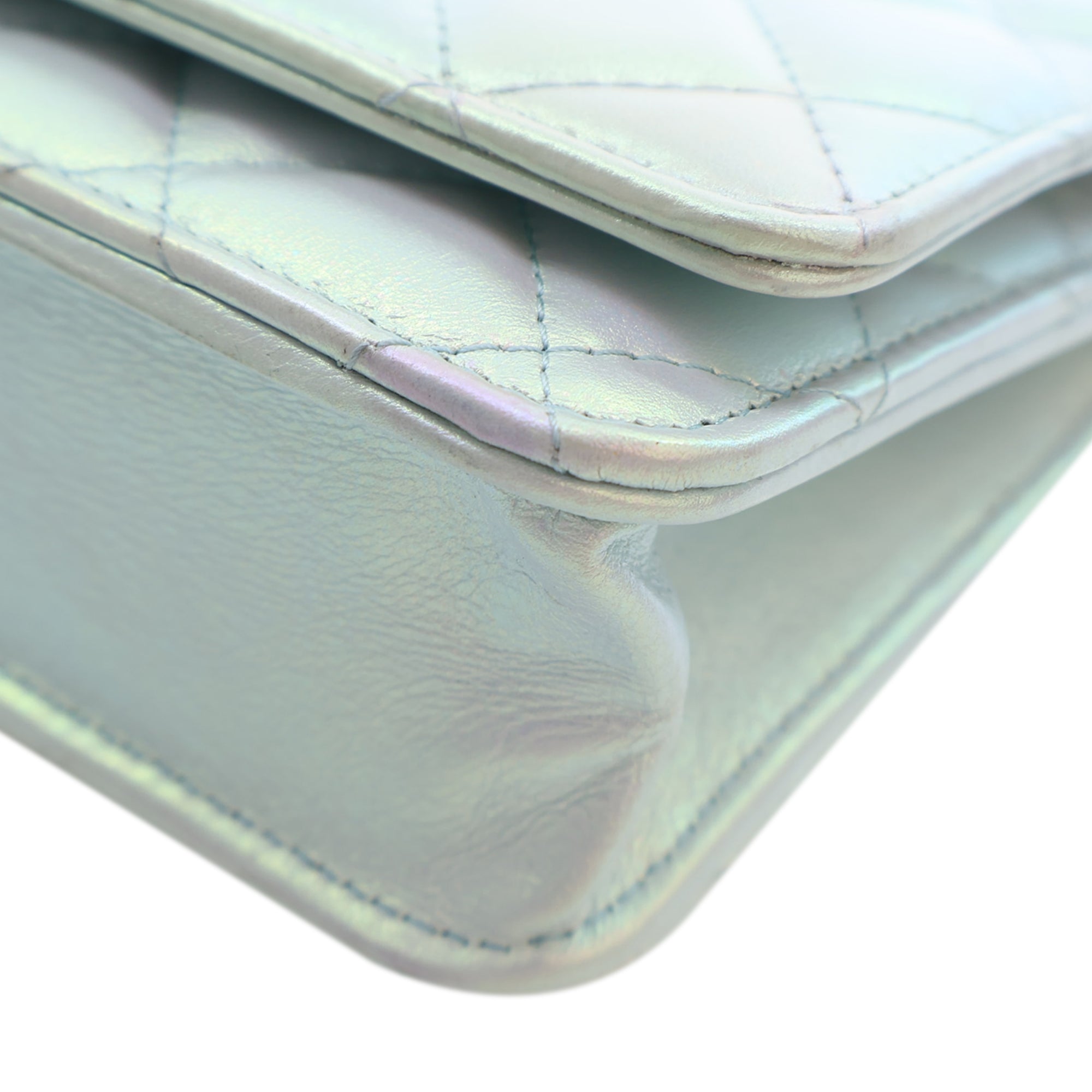 Chanel CC Quilted Iridescent Lambskin Wallet on Chain - image 11