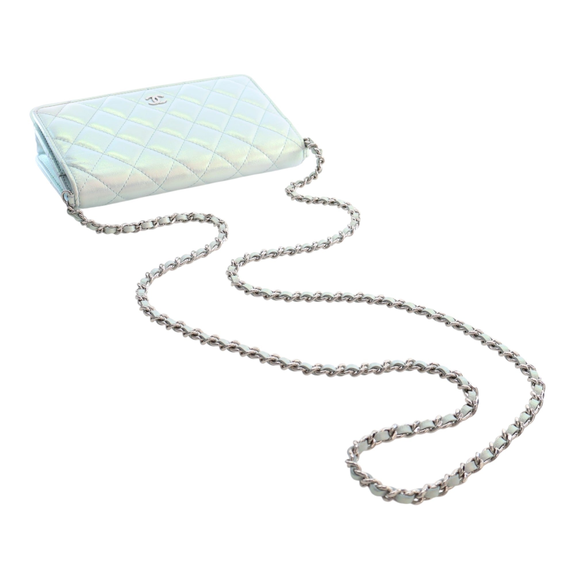 Chanel CC Quilted Iridescent Lambskin Wallet on Chain - image 14