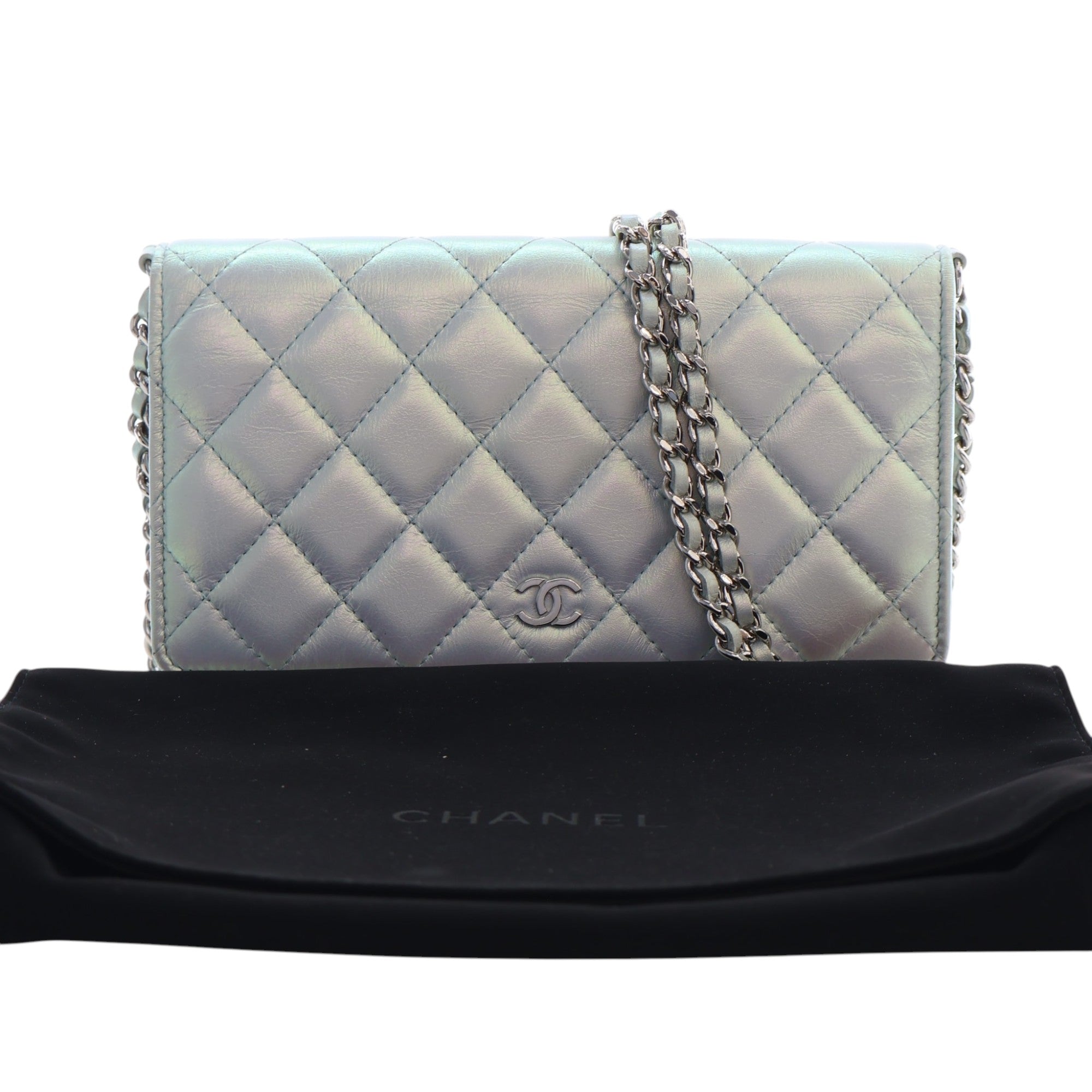 Chanel CC Quilted Iridescent Lambskin Wallet on Chain - image 15