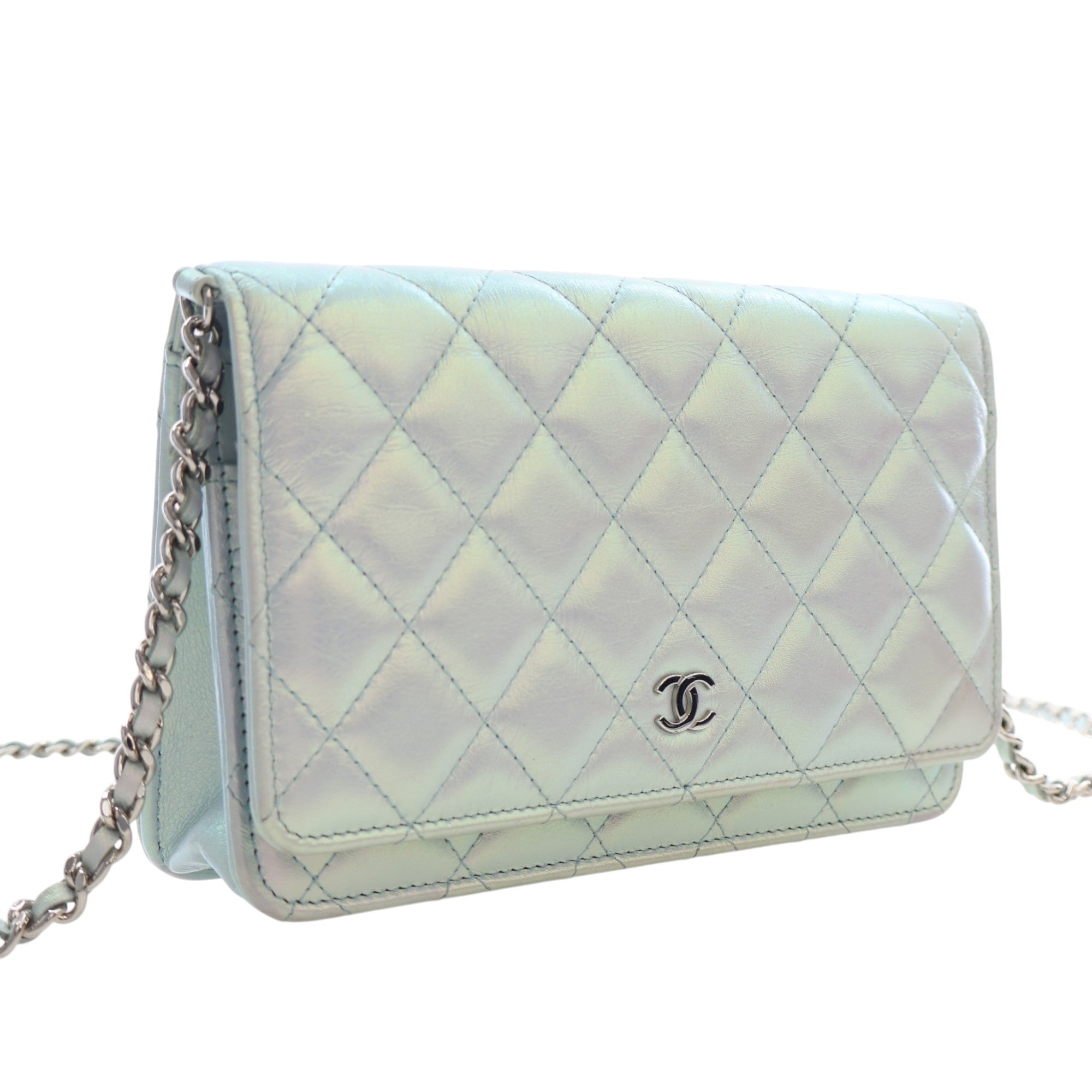 Chanel CC Quilted Iridescent Lambskin Wallet on Chain - image 2