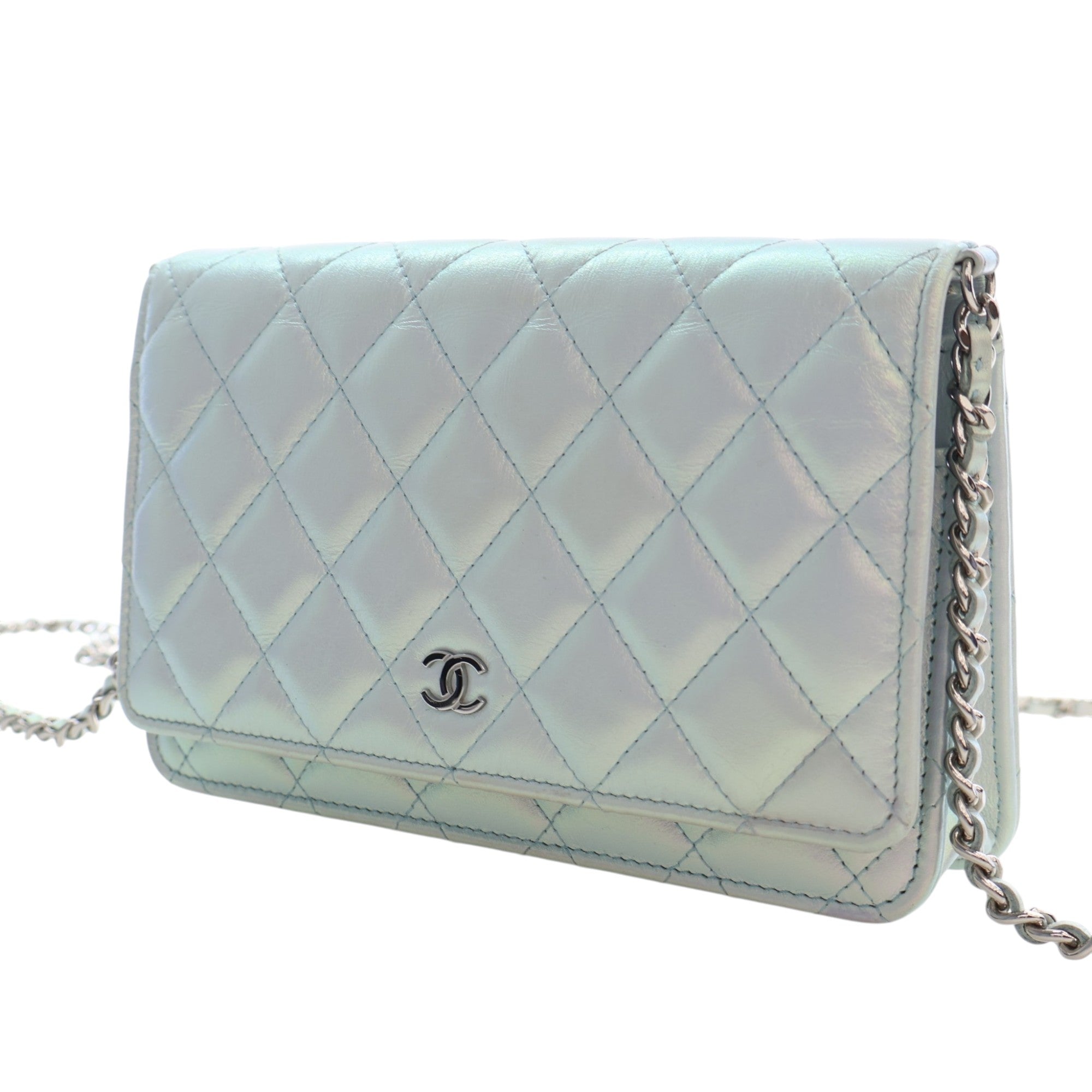 Chanel CC Quilted Iridescent Lambskin Wallet on Chain - image 3