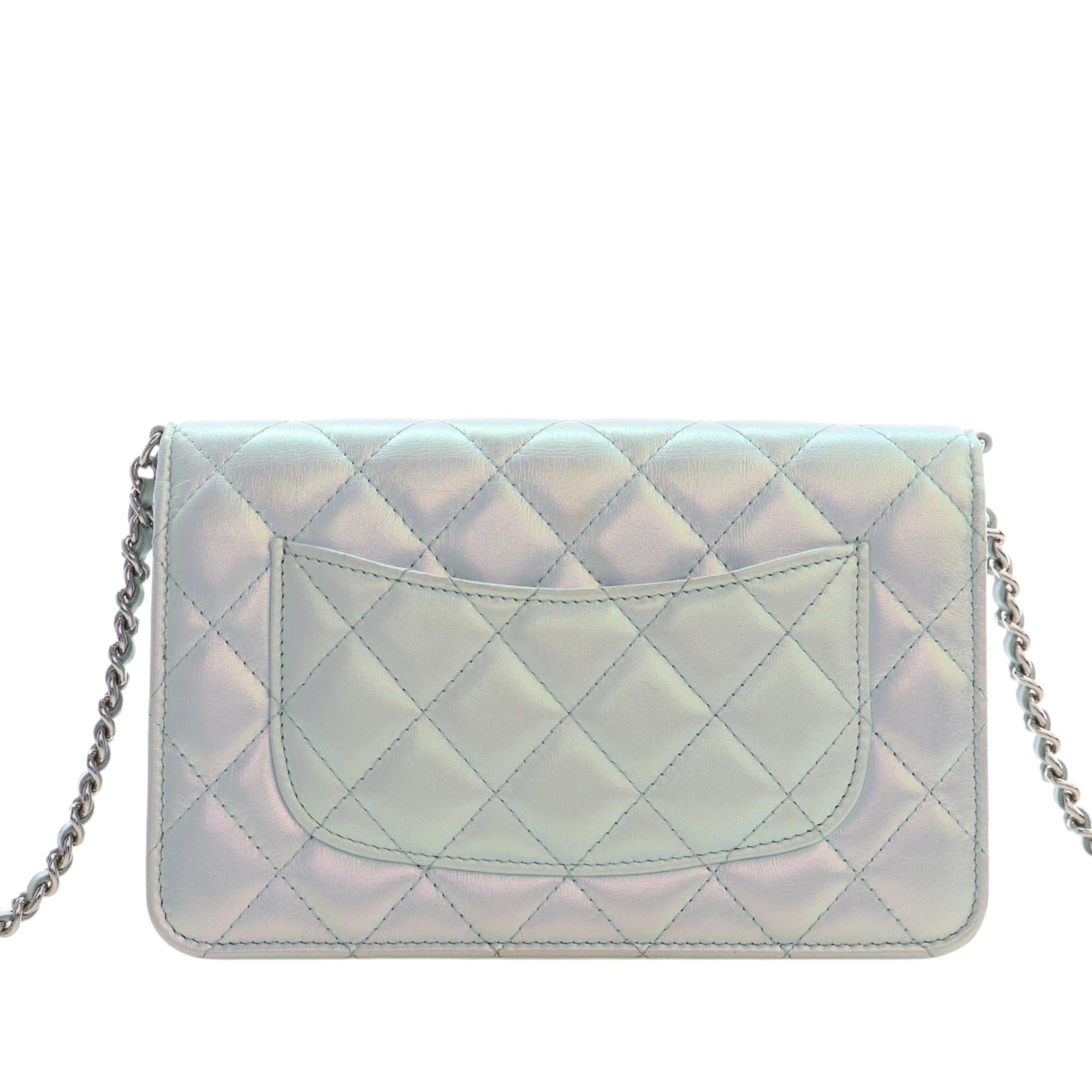 Chanel CC Quilted Iridescent Lambskin Wallet on Chain - image 4