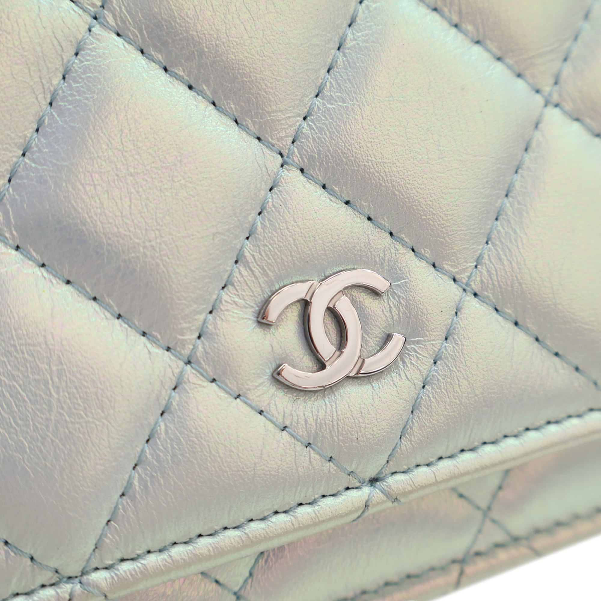 Chanel CC Quilted Iridescent Lambskin Wallet on Chain - image 7