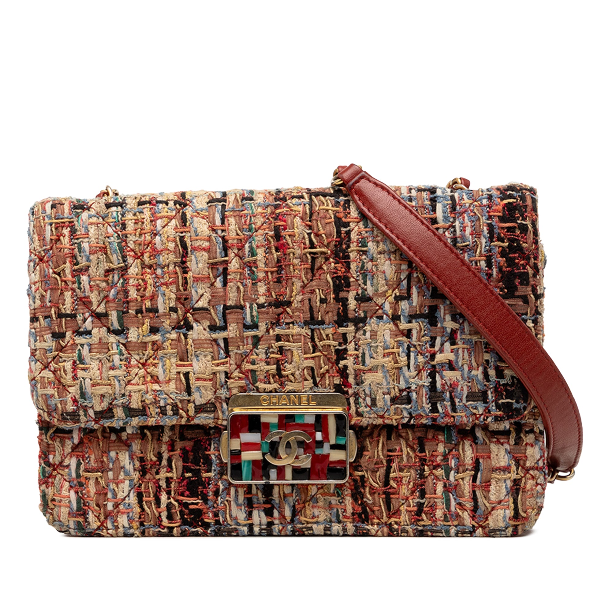 Chanel Mini Quilted Tweed Beauty Lock Flap - image 1