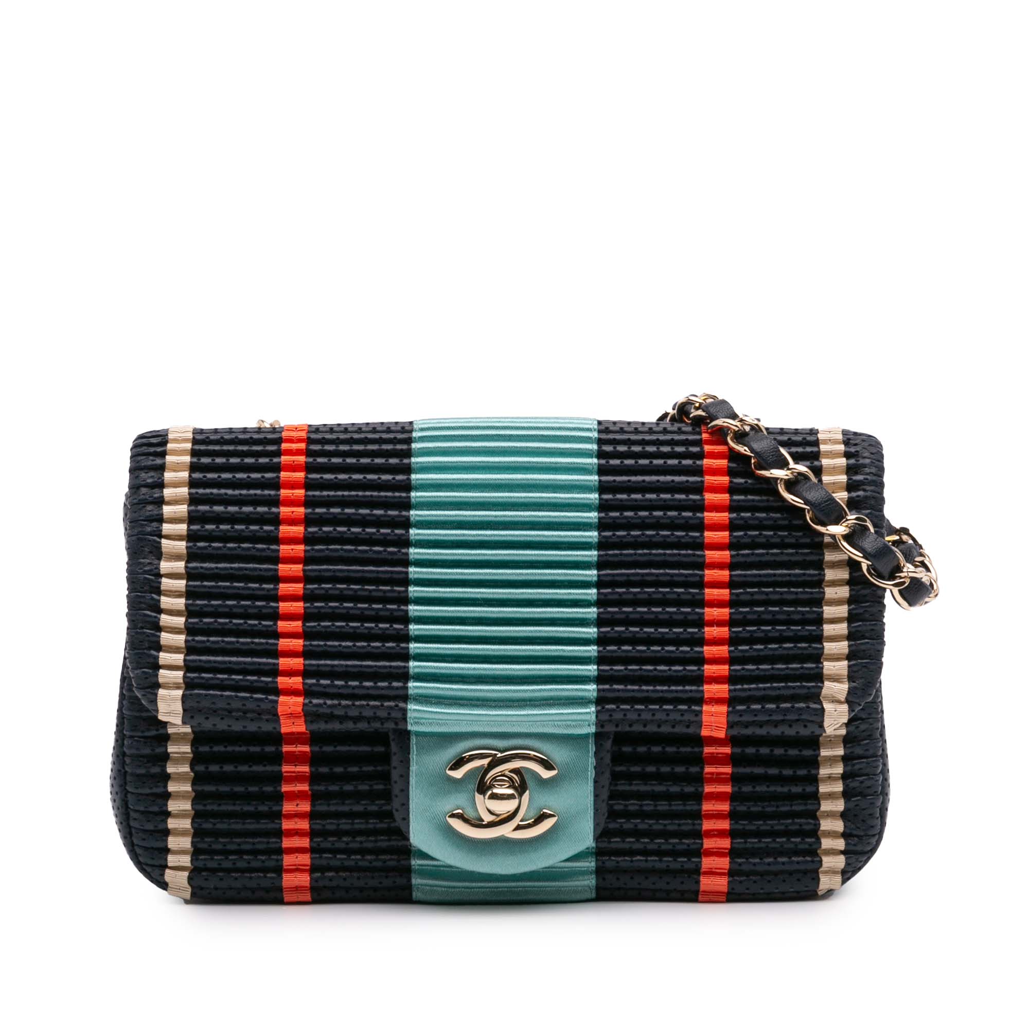 Chanel New Mini Pleated Perforated Lambskin Single Flap - image 1