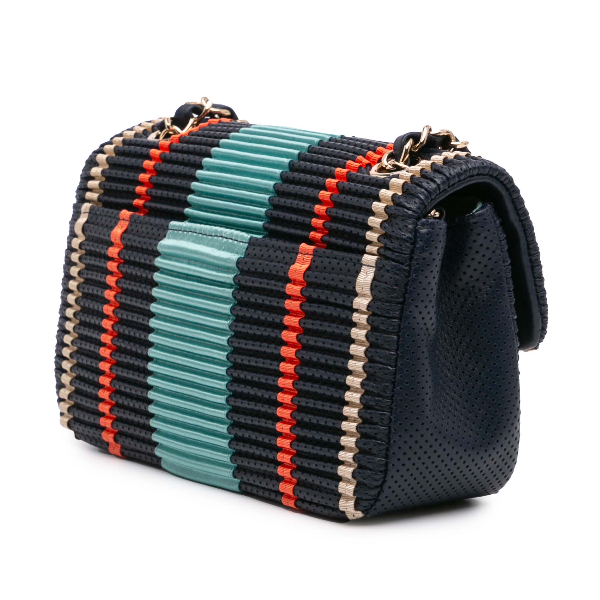Chanel New Mini Pleated Perforated Lambskin Single Flap - image 2