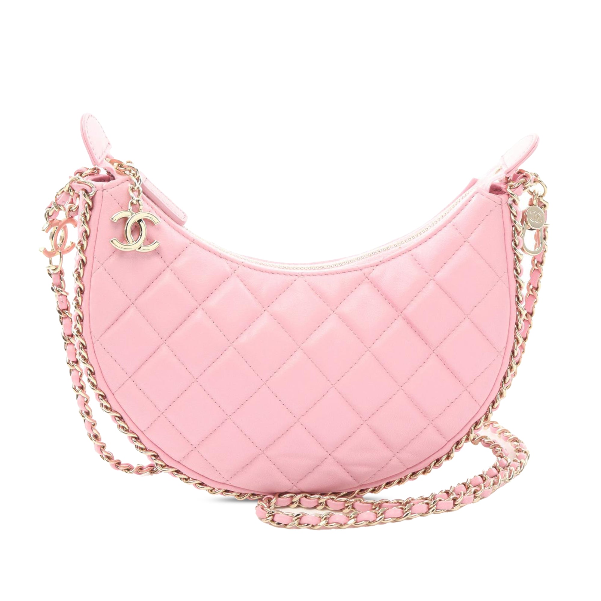 Chanel Small Quilted Lambskin Chain Around Hook Hobo Bag - image 1