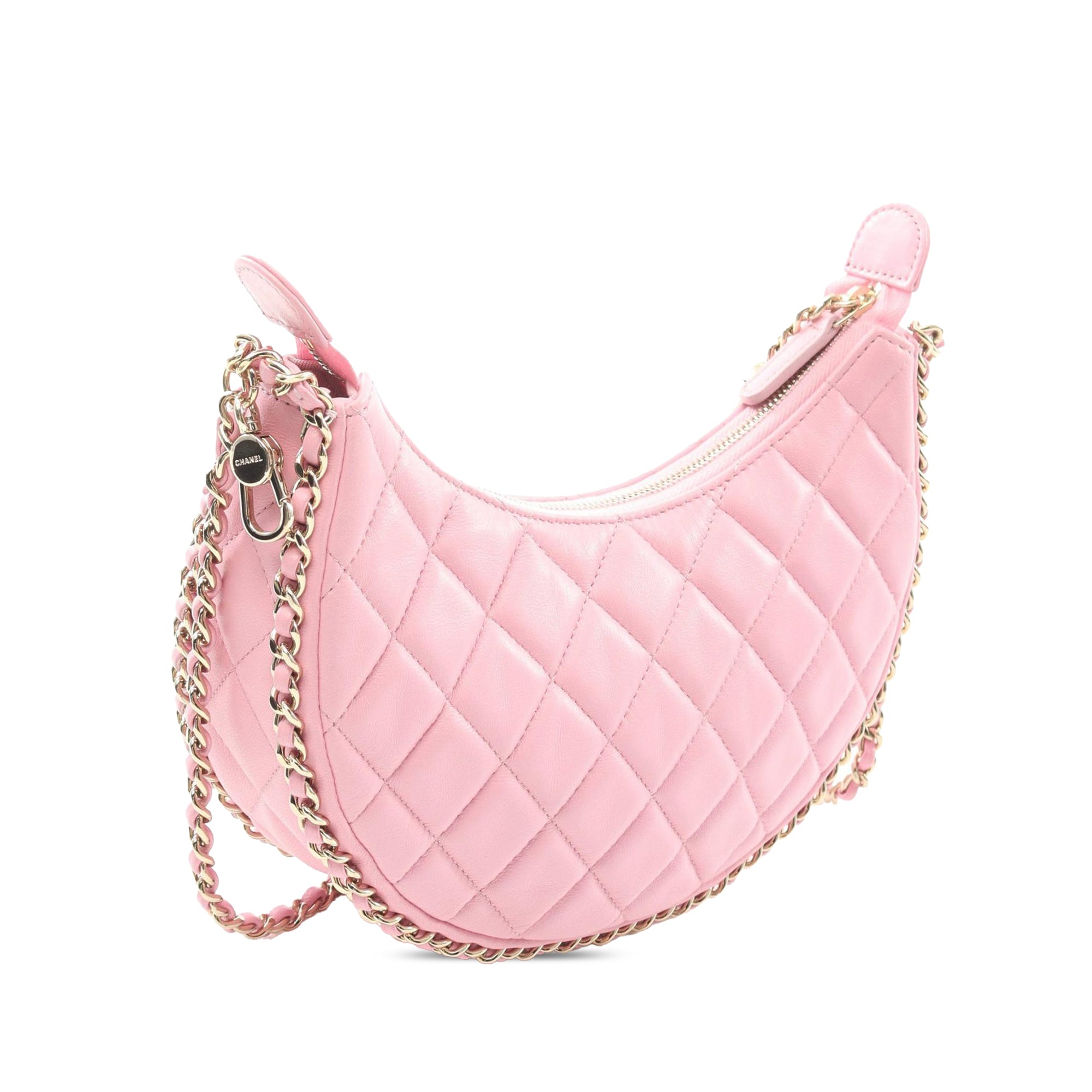 Chanel Small Quilted Lambskin Chain Around Hook Hobo Bag - image 2