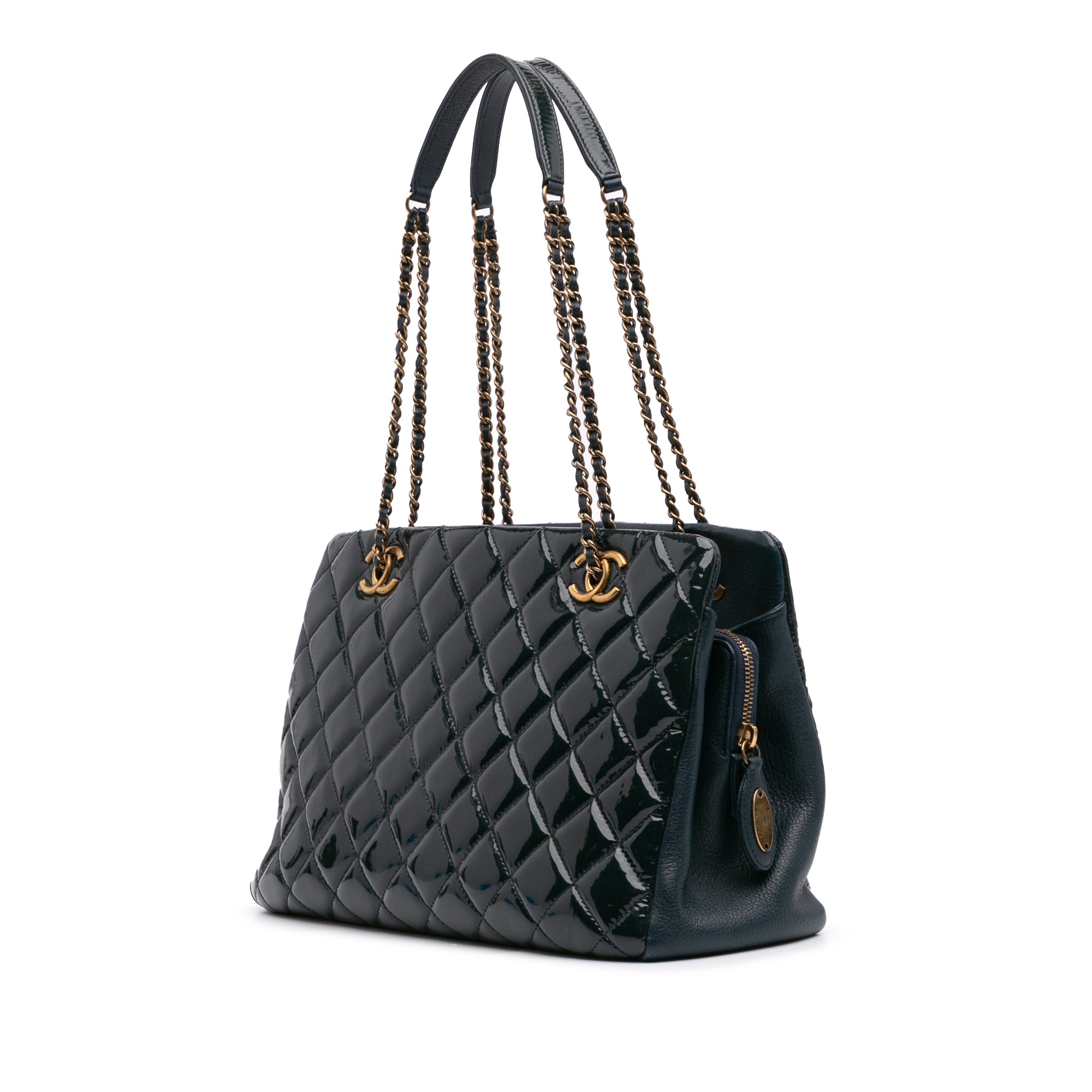 Chanel Paris Salzburg Patent and Goatskin CC Eyelet Tote - image 2