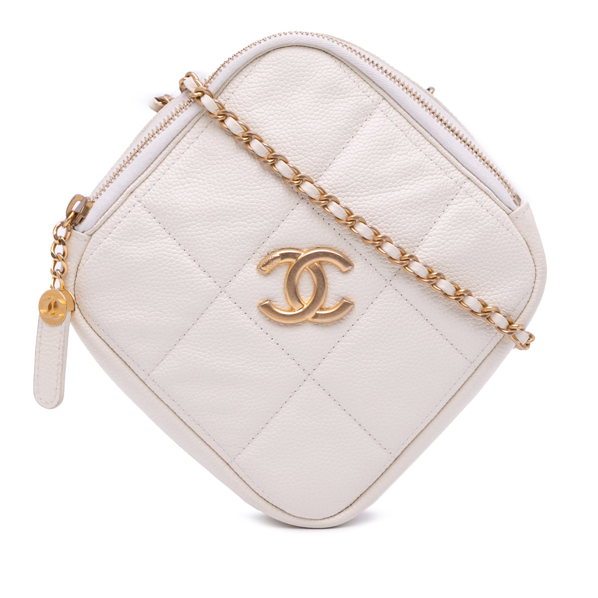 Chanel Quilted Caviar Diamond Clutch With Chain - image 1