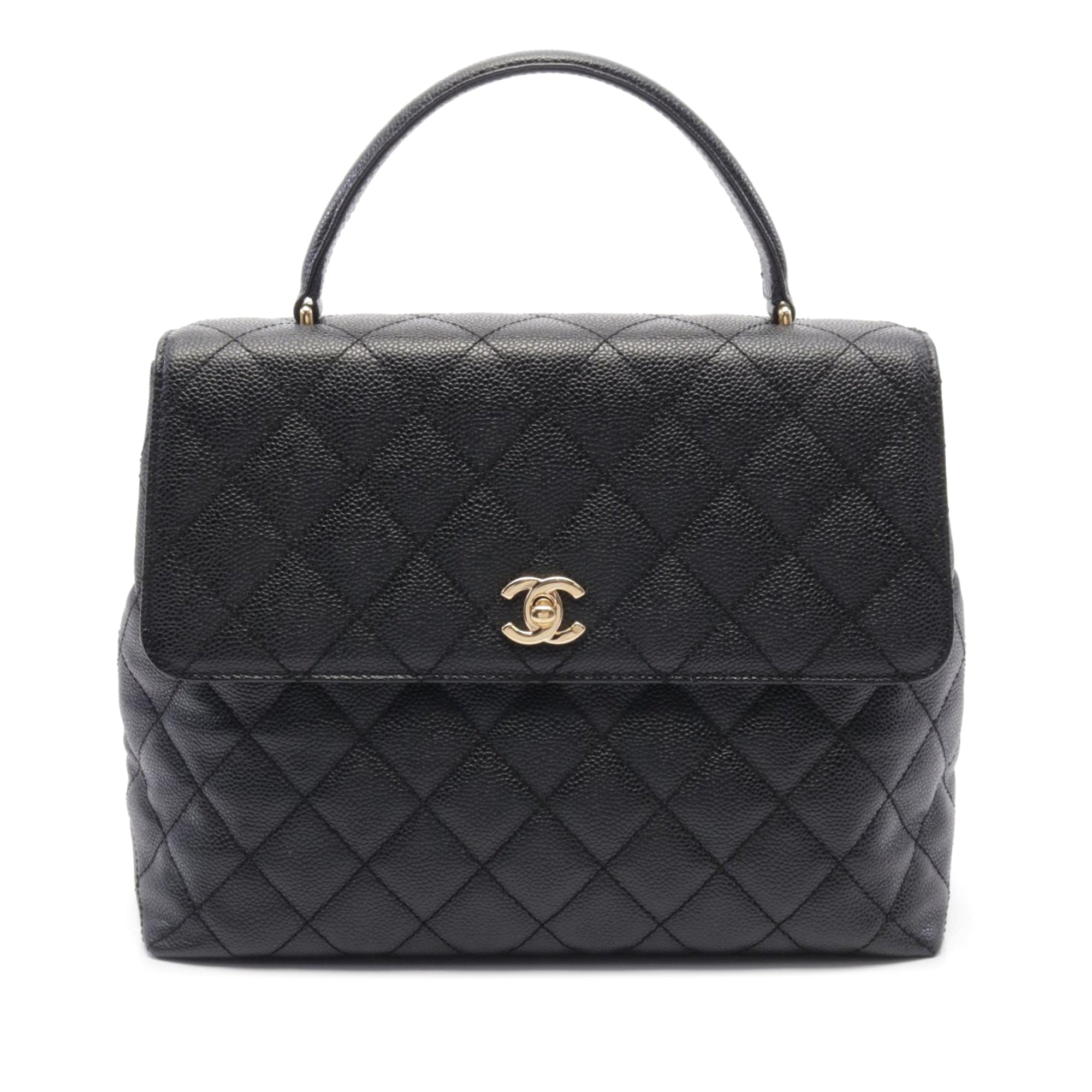 Chanel CC Quilted Caviar Kelly Top Handle Bag - image 1