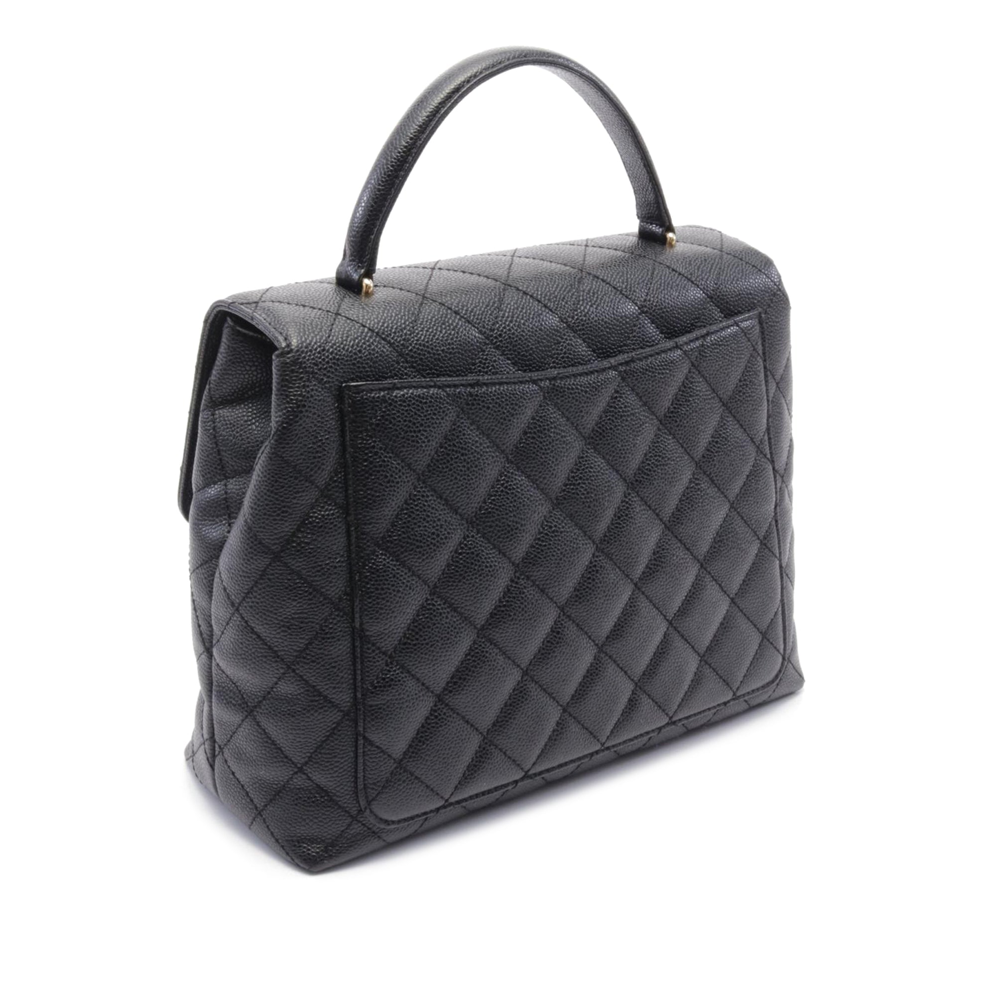 Chanel CC Quilted Caviar Kelly Top Handle Bag - image 2