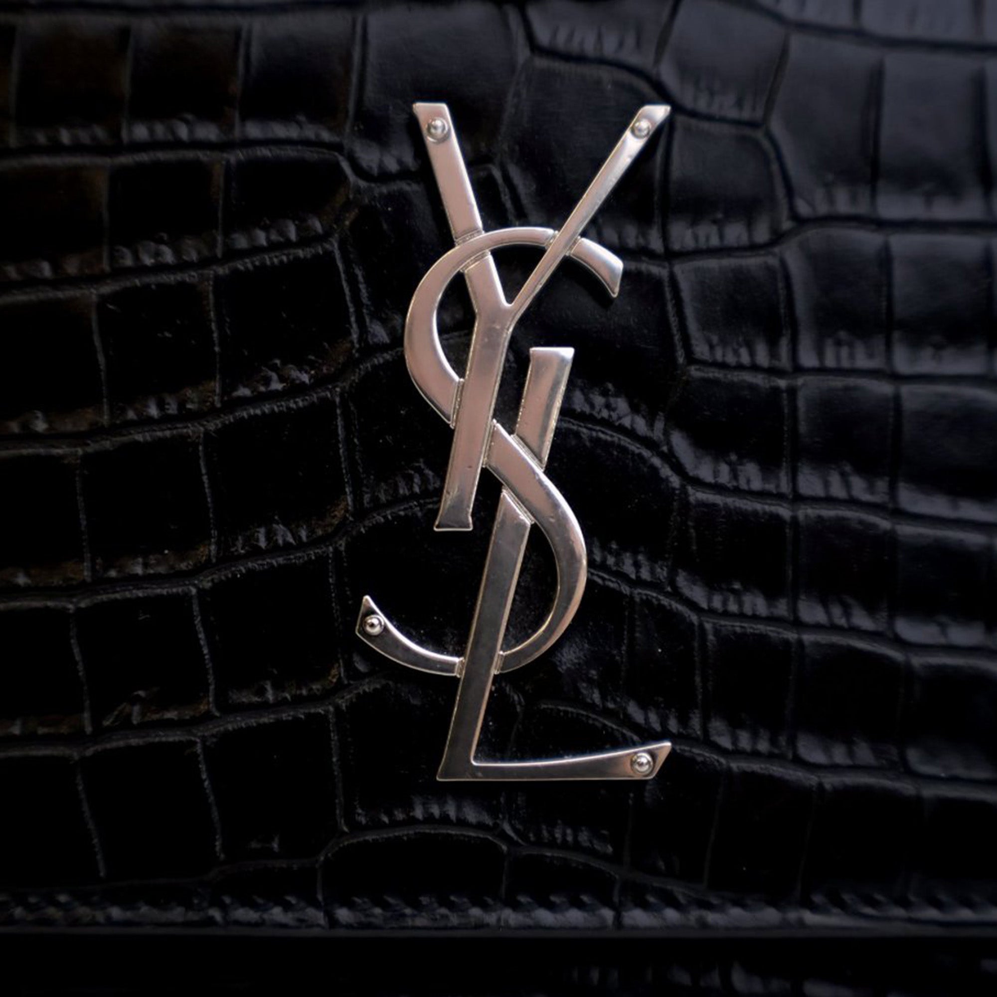 Saint Laurent Medium Croc Embossed Leather Monogram Sunset Crossbody - image 6