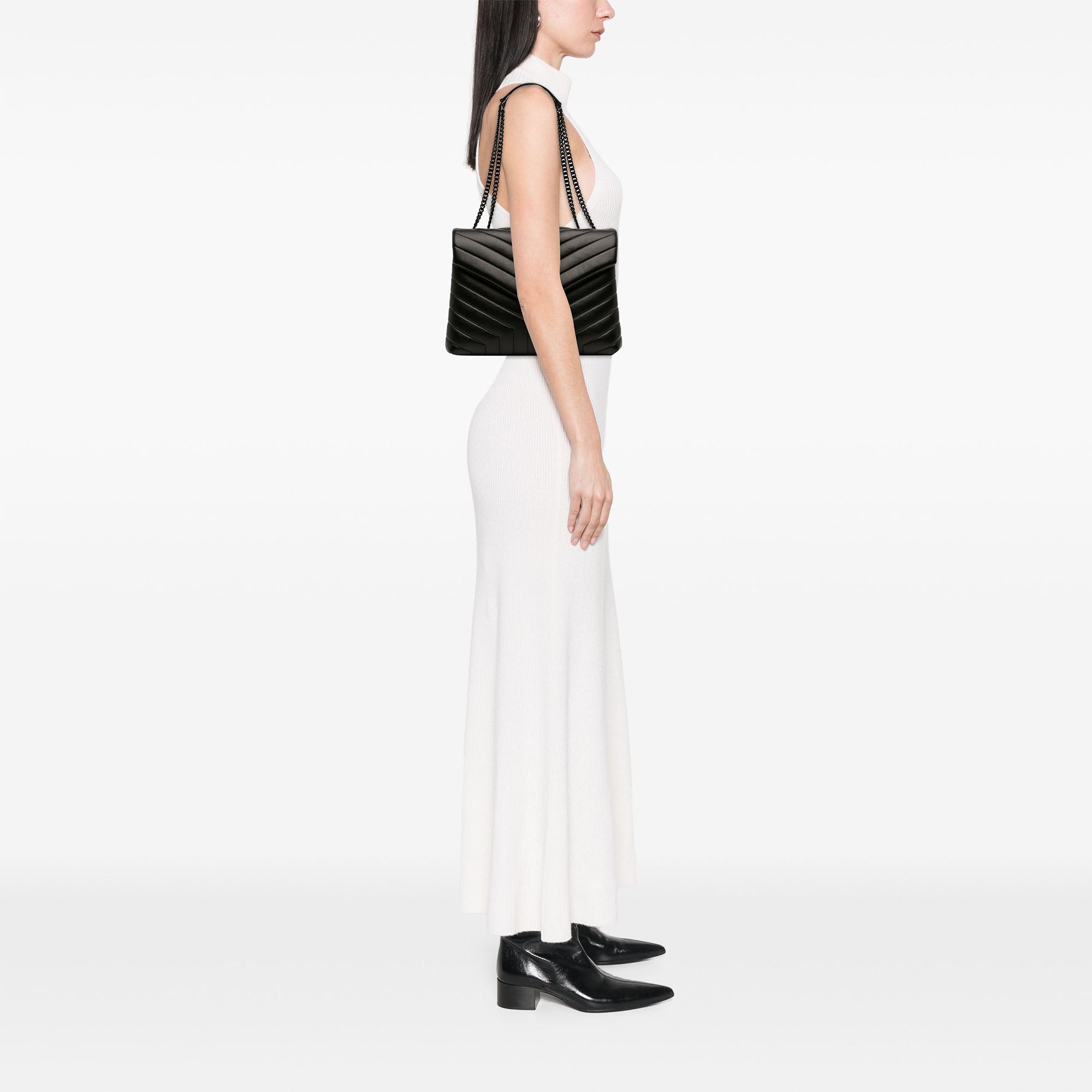 Saint Laurent Medium Matelasse Calfskin Monogram Monochrome LouLou Shoulder Bag - image 6