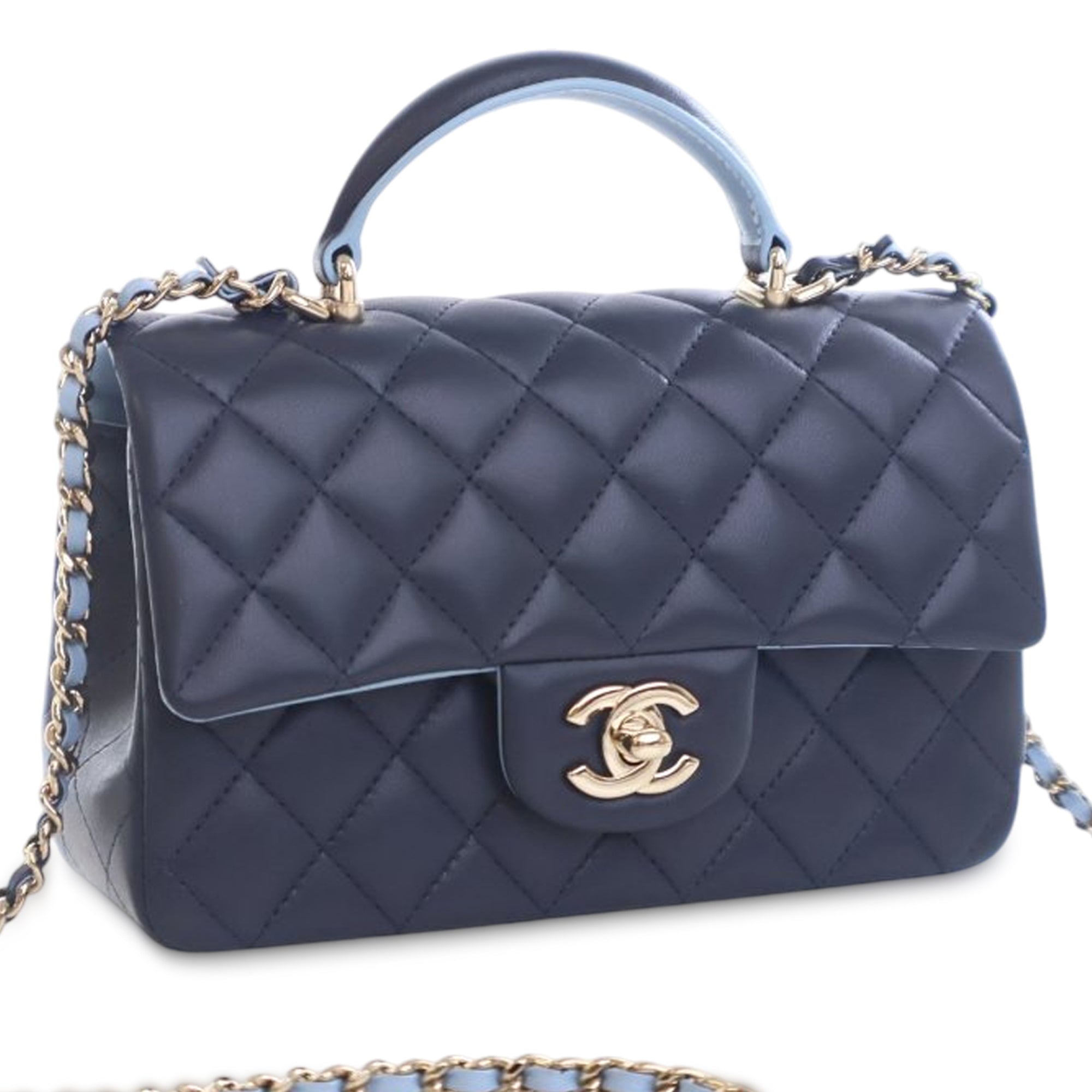 Chanel Mini Rectangular Lambskin Top Handle Flap - image 2