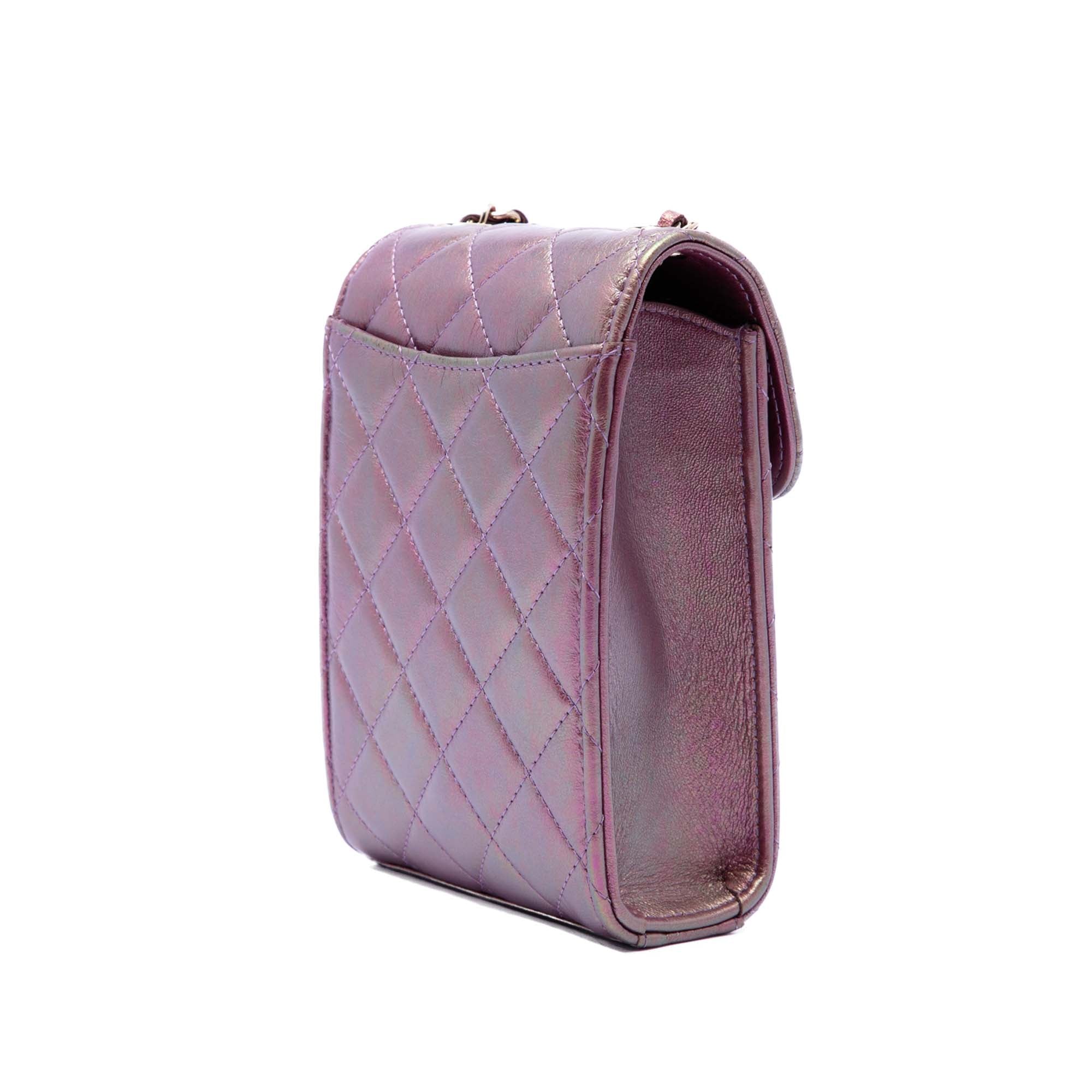Chanel CC Quilted Iridescent Lambskin Phone Holder with Chain - image 2