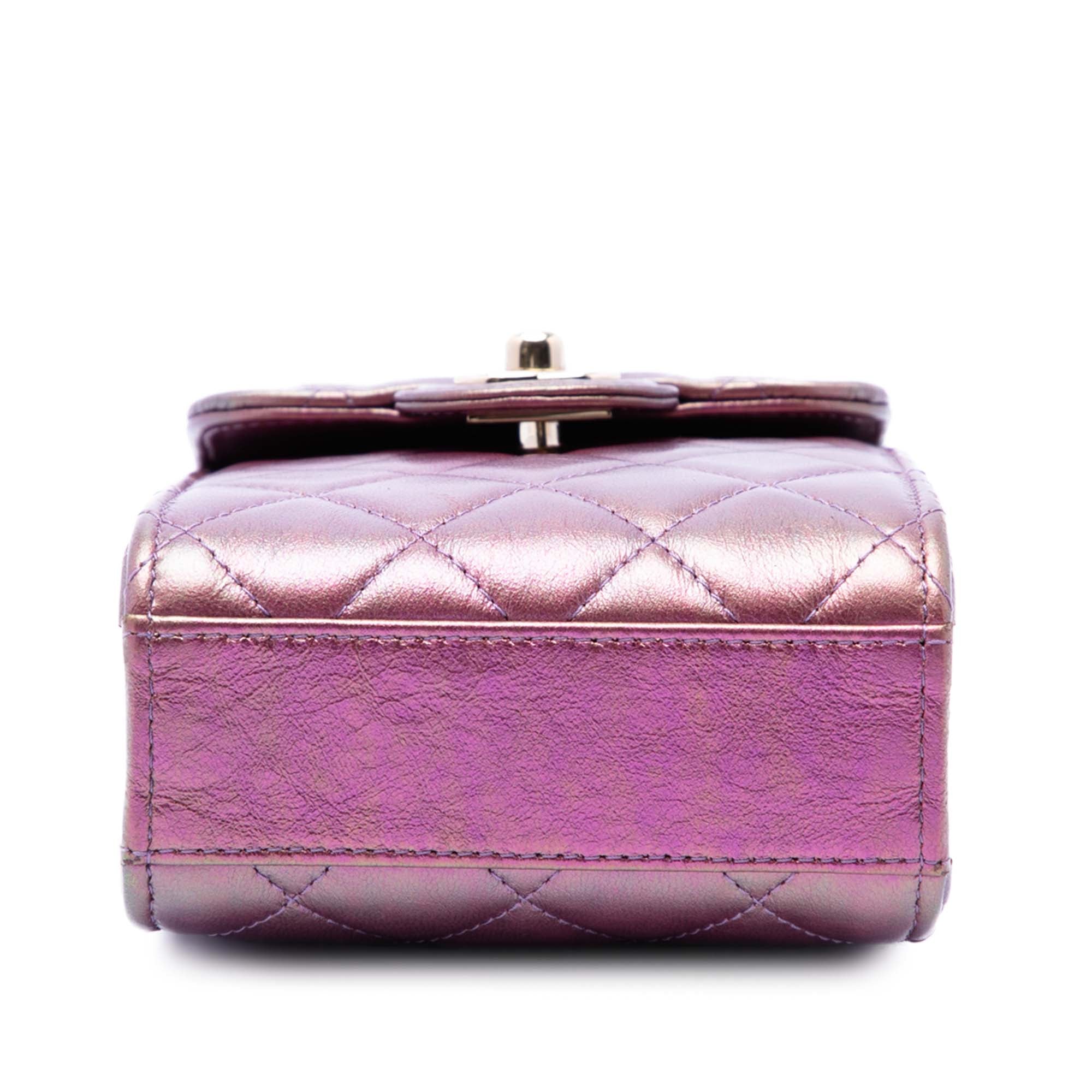Chanel CC Quilted Iridescent Lambskin Phone Holder with Chain - image 3