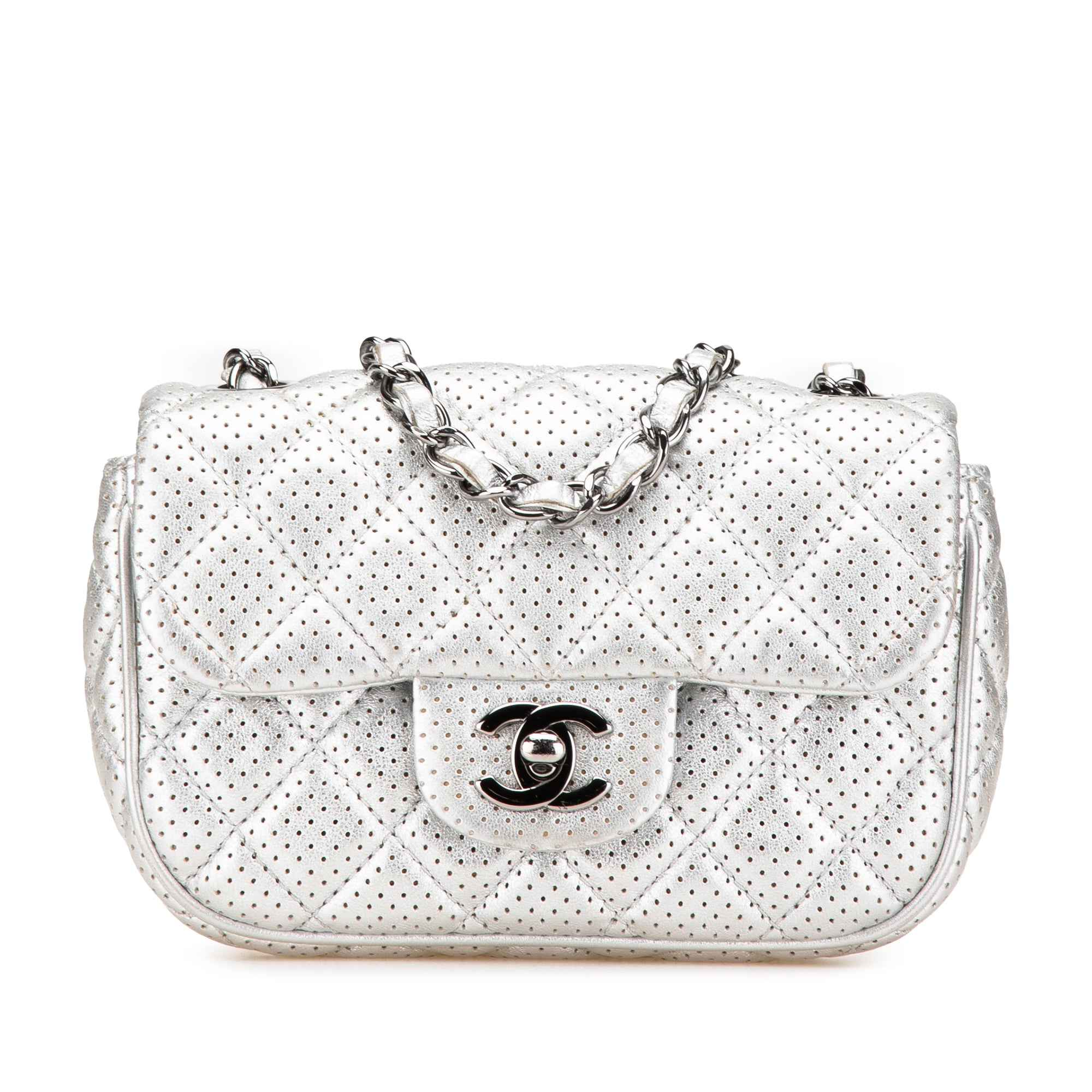 Chanel Mini Perforated Lambskin Punch Flap - image 1