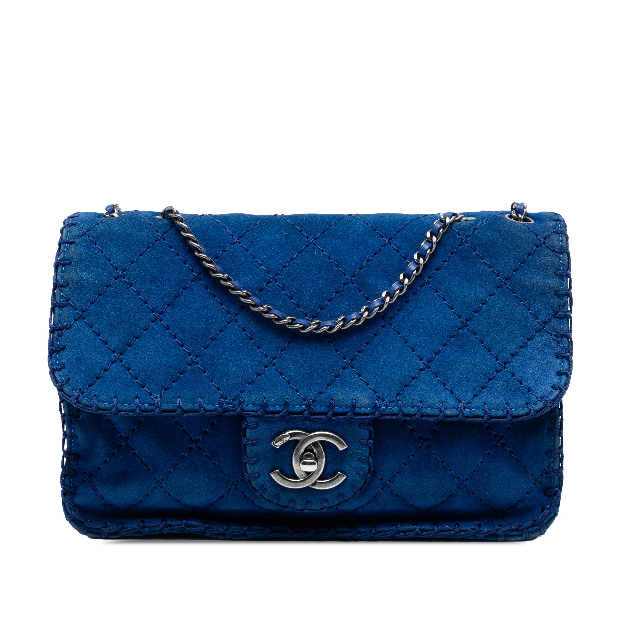 Chanel Medium CC Quilted Suede Whipstitch Single Flap - image 1