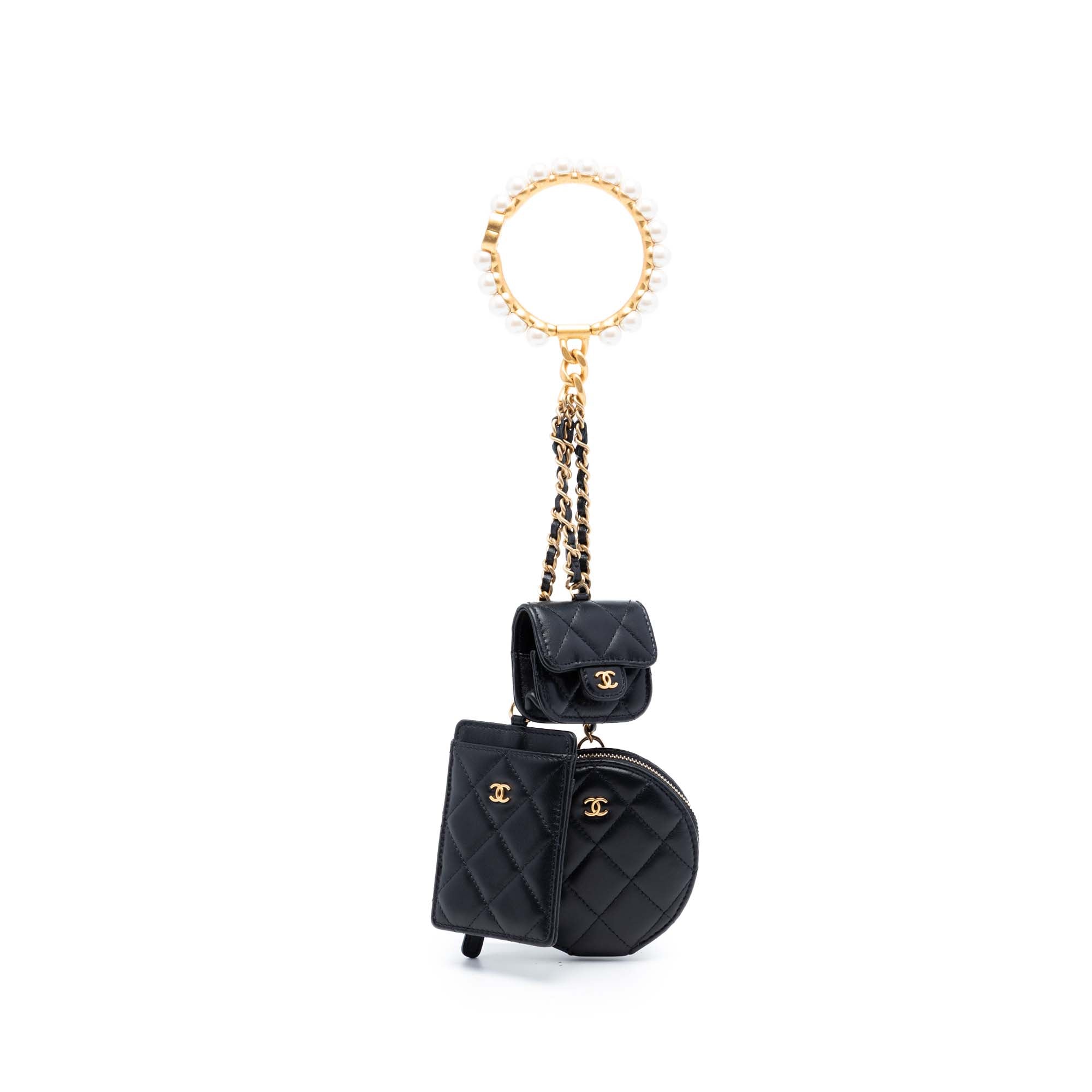 Chanel Quilted Lambskin Pearl Crown CC Wristlet Multi Pouches - image 1