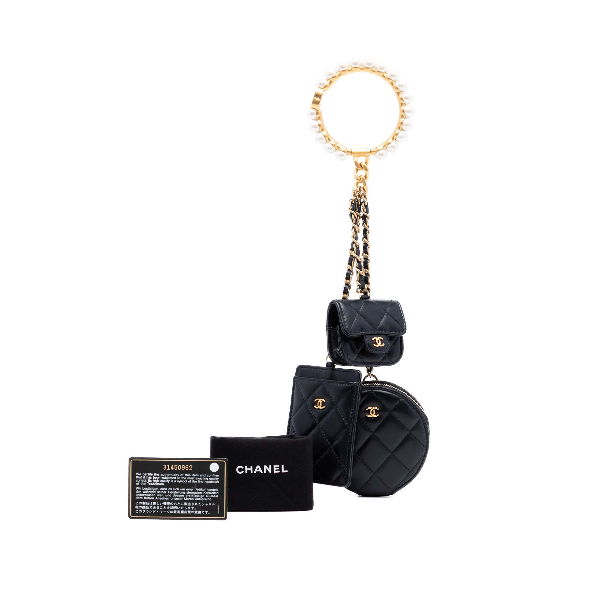 Chanel Quilted Lambskin Pearl Crown CC Wristlet Multi Pouches - image 7