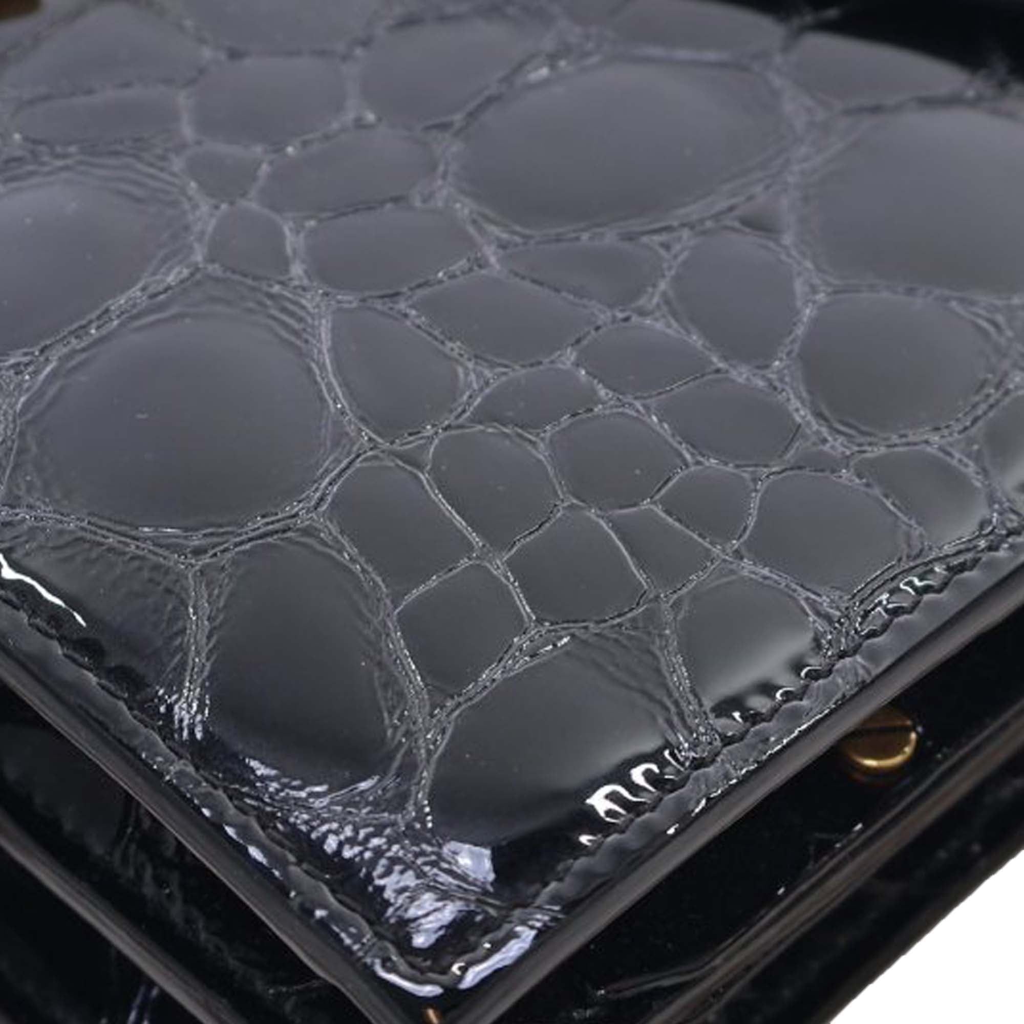Saint Laurent Shiny Croc Embossed Calfskin Monogram Cassandra Clasp Bag - image 13