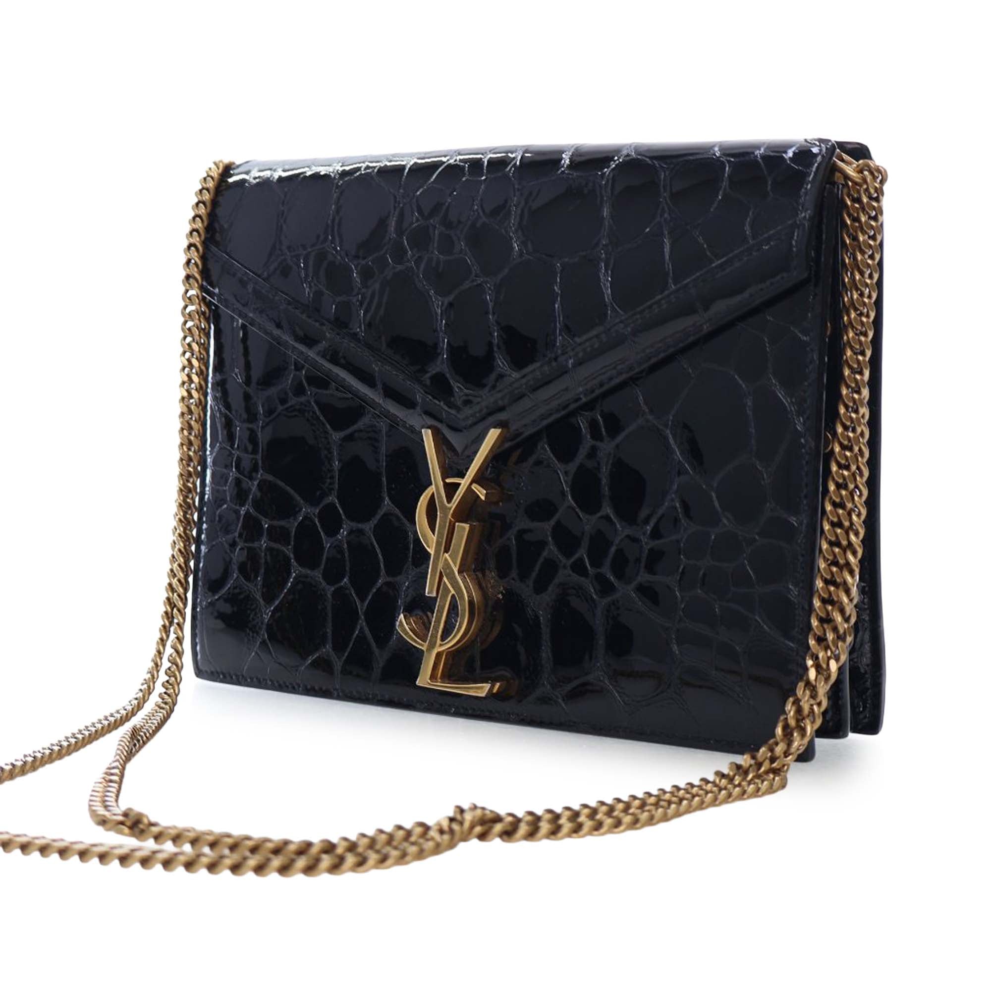 Saint Laurent Shiny Croc Embossed Calfskin Monogram Cassandra Clasp Bag - image 3