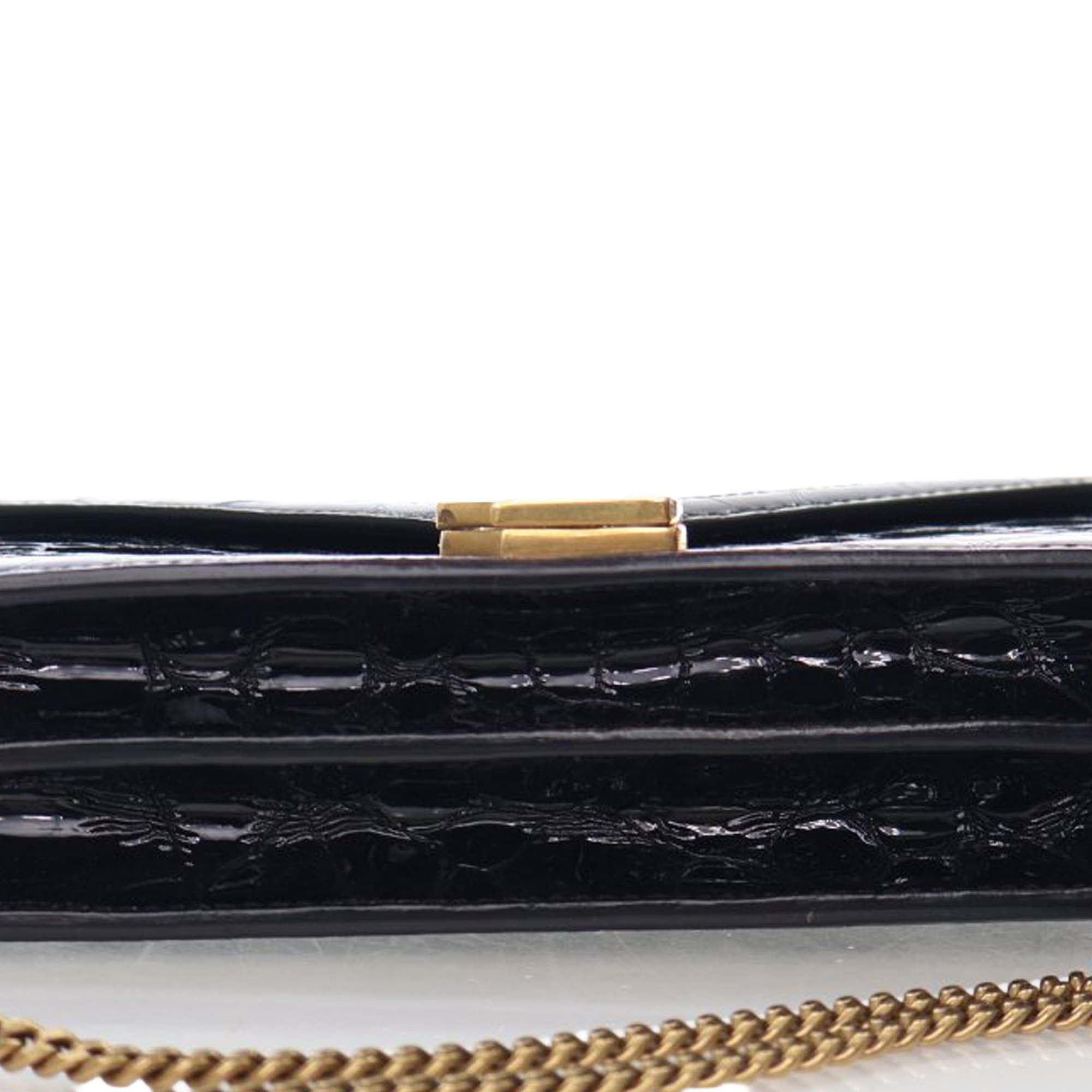 Saint Laurent Shiny Croc Embossed Calfskin Monogram Cassandra Clasp Bag - image 6